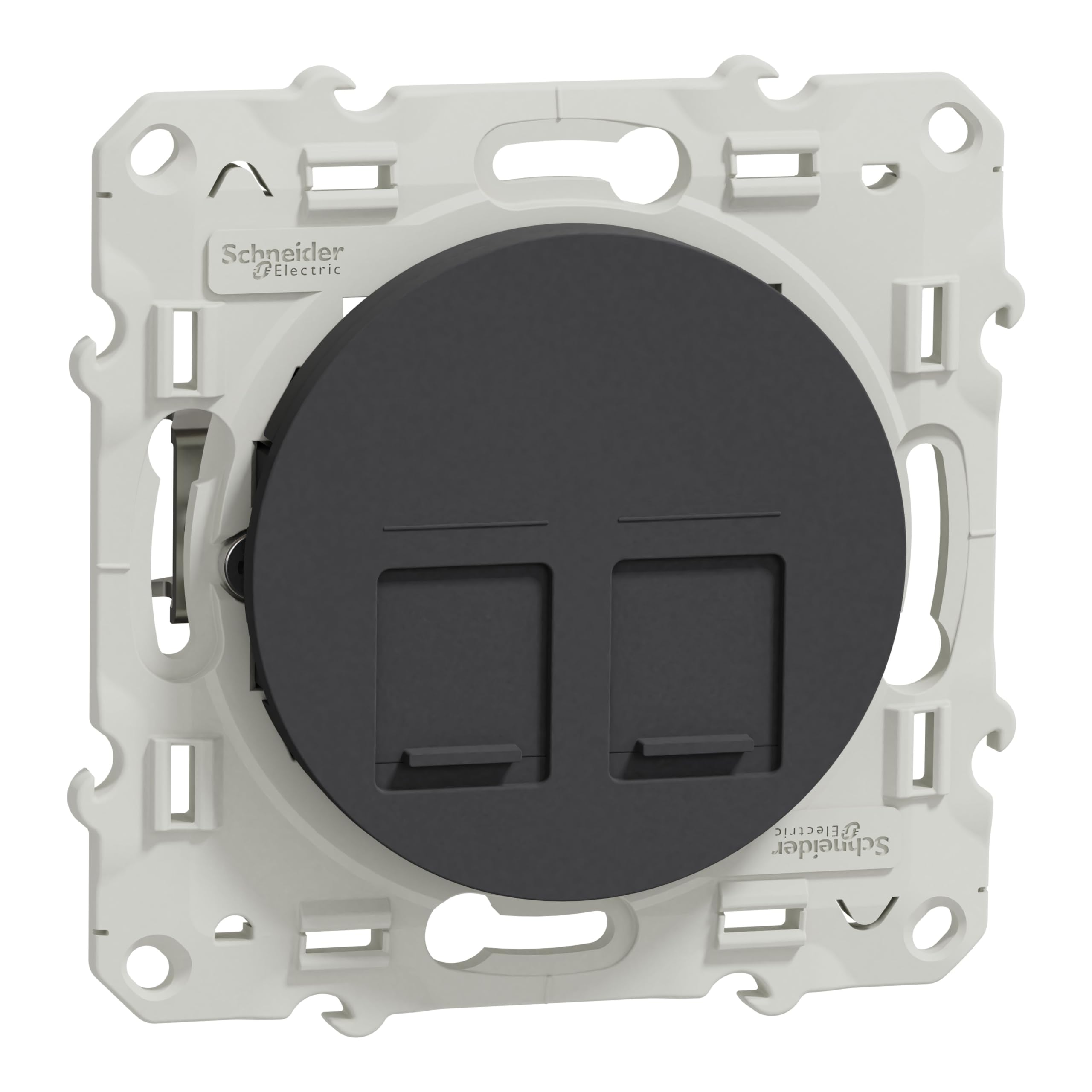 Schneider Electric - Odace, prise double RJ45 Anthracite, grade 3 (multimédia) cat. 6 STP, à vis - S540486