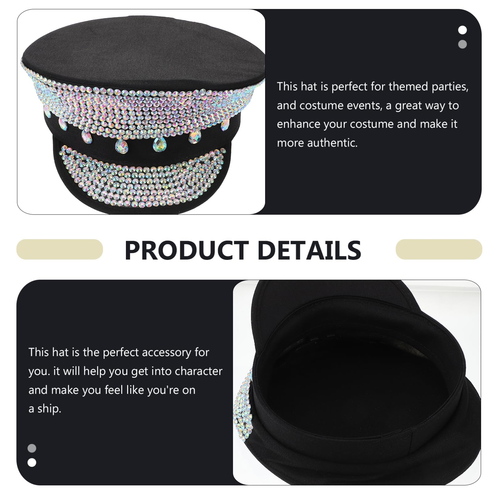 LIFKOME Berretto della Marina Cappello da Roccia per Yacht Cappello da Pirata da Festa Cappelli Pazzo a Cilindro Adulto Fedora Caps Poliestere Silver