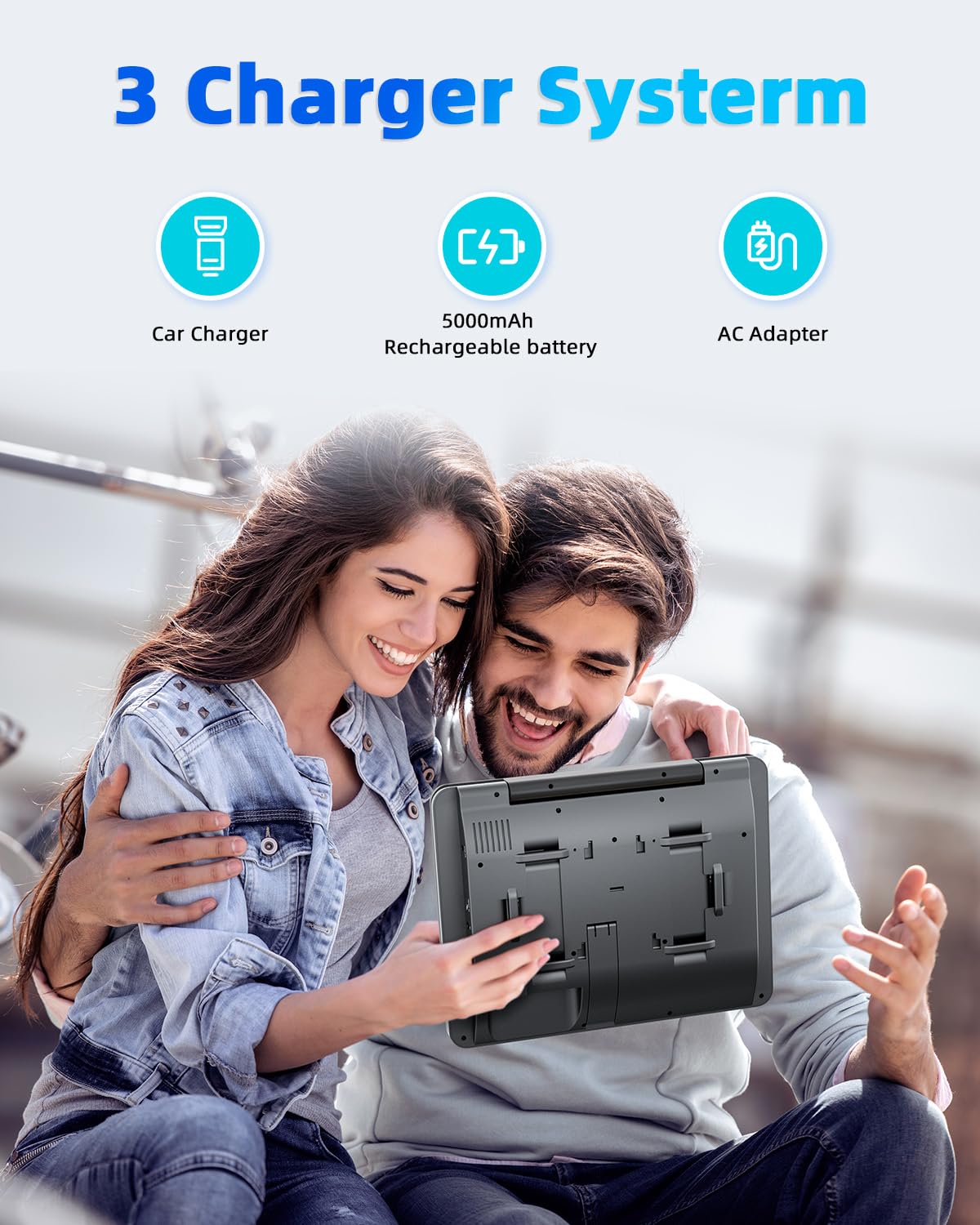 Arafuna 12" lettore DVD Auto con 2 schermi, poggiatesta per auto con batteria di 5 ore, supporto scheda USB/TF, sincronizzazione dello schermo e ultima memoria