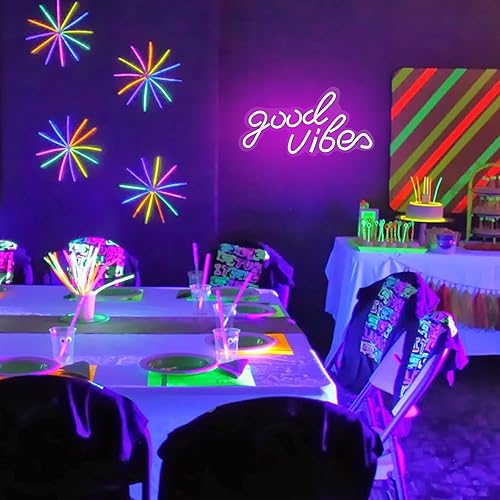 Miniatura 6 de Letreros de neón Pink Good Vibes para decoración de pared, letreros de luz LED de neón Good Vibes, alimentados por USB, decoración de fondo para