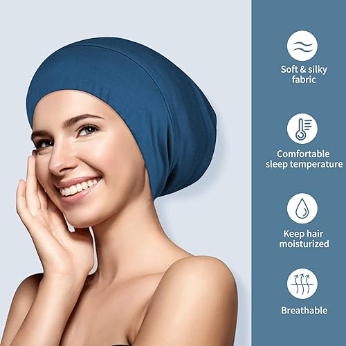 Miniatura 6 de LULUSILK Gorro de dormir 100% con forro de seda de morera, gorro de seda para dormir