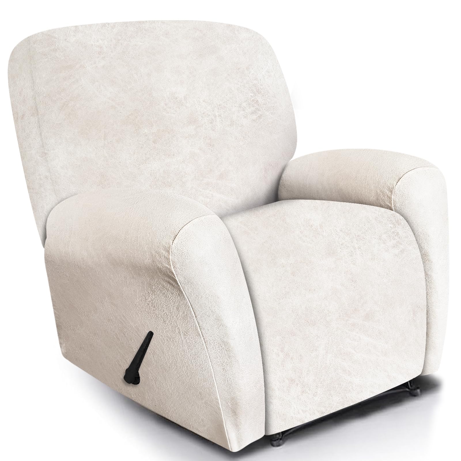 ANARACHON Leather Look Oversize Recliner Chair Covers, Thick 4 Pieces Recliner Covers for Recliner Chair, Leather Cover for Recliner Slipcovers for Pets Kids(X-Large, 02 Beige)