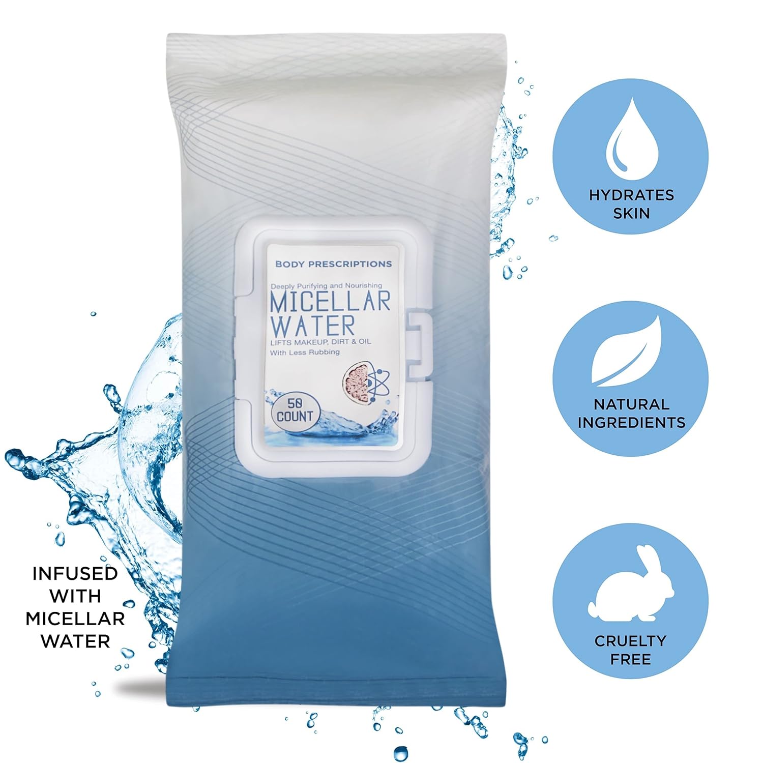 Face Wipes | Micellar Facial Cleansing and Gentle Make Up Remover Wipes - 3 Pack (50 Count Each) | Body Prescriptions : Beauty & Personal Care