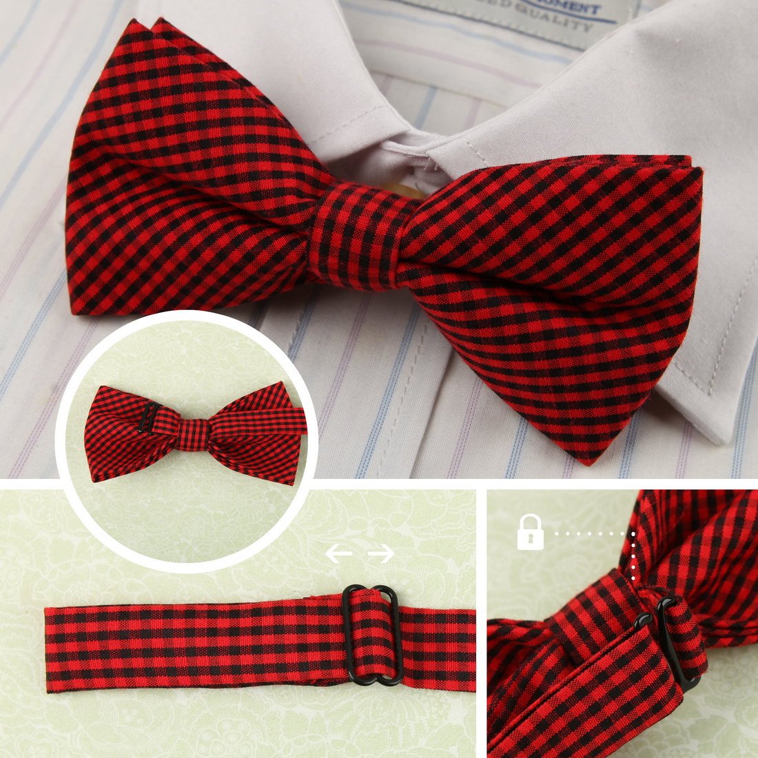 Retreez Men Pin Dots Woven Microfiber Pre-tied Bow Tie (4.5