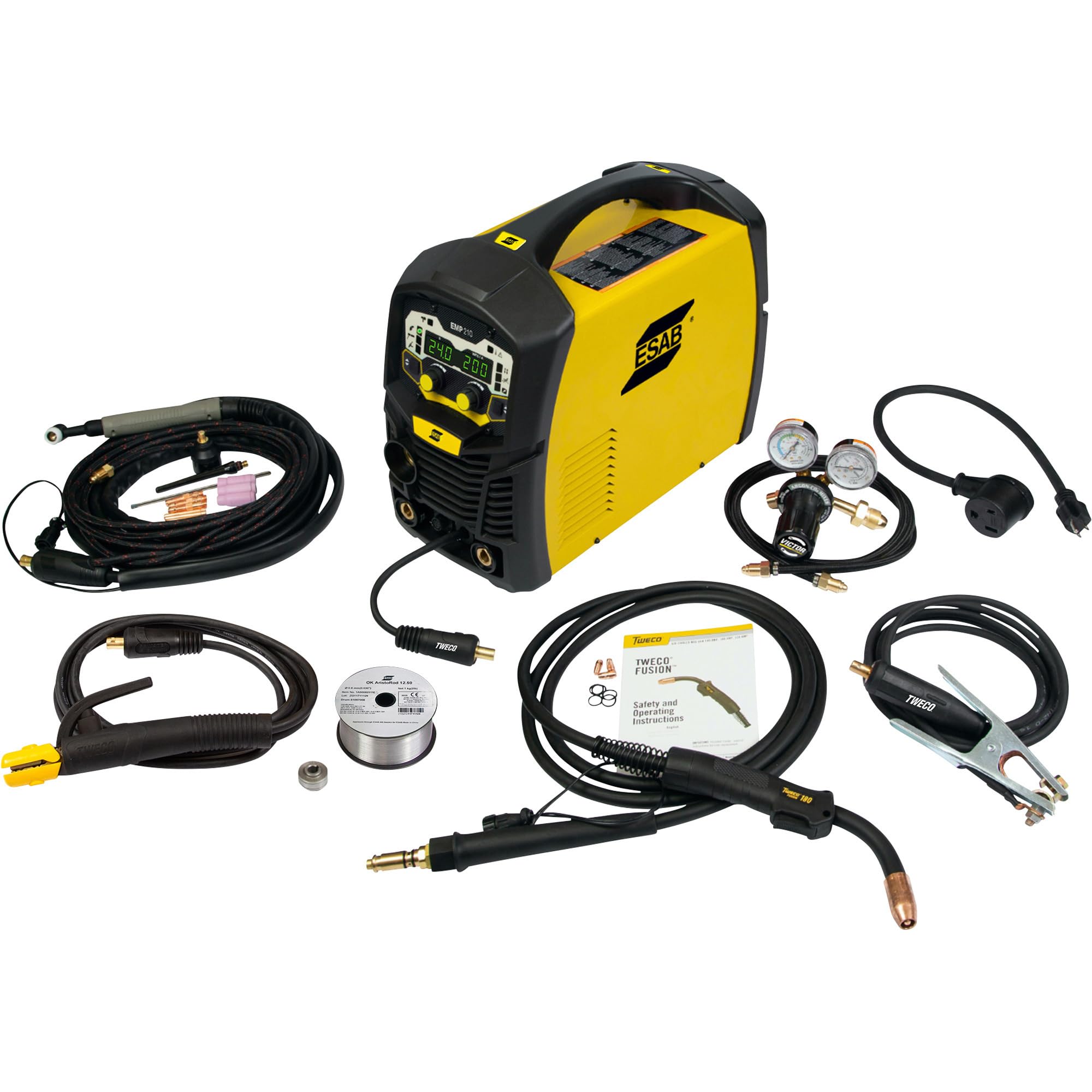 ESAB EMP 210 Flux-Core/MIG Multi-Process Welder — 120V/130V, 10A–200A Output, Model# 0700503200
