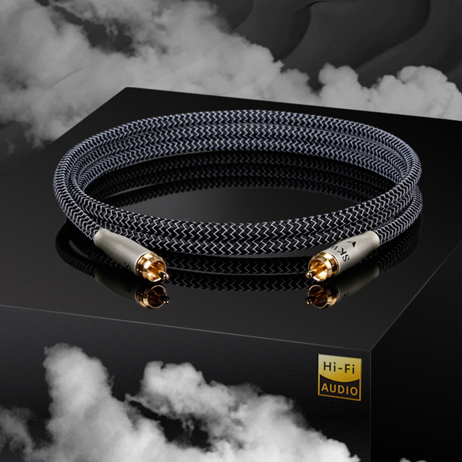 SKW High-end Cable Cinch RCA Coaxial Digital, Conductor Interior de Cobre/Plata Cable de Audio RCA S/PDIF Cable Coaxial para Subwoofer, CD, altavoz, receptor AV, amplificador - 1.5M