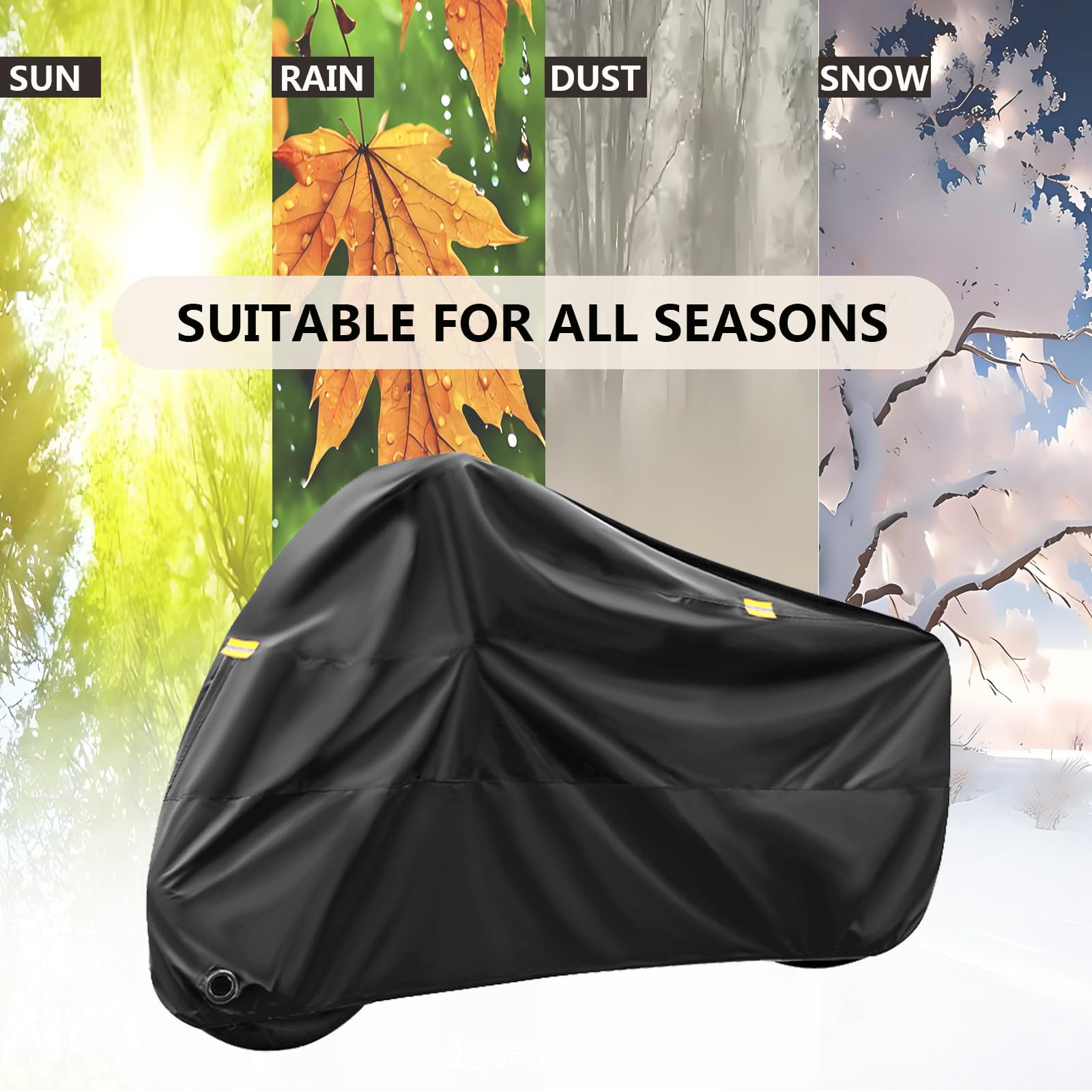 Copertura universale per moto impermeabile per tutte le condizioni atmosferiche, copertura per scooter da esterno, pioggia, sole, UV, polvere, antivento, protezione riflettente notturna con custodia