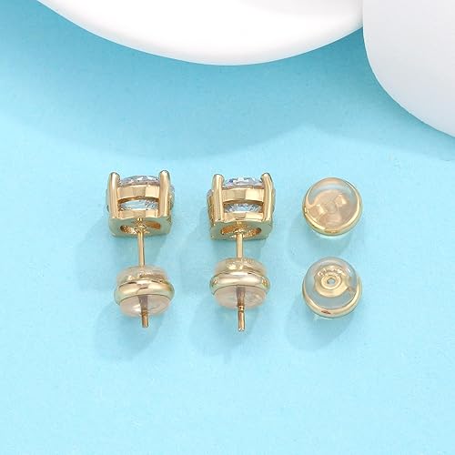 Miniatura 3 de Repuesto de aros de silicona de oro de 18 quilates para tachuelas, orejas caídas, aretes pesados, 4 piezas de cierre de ciclo de metal con cierre