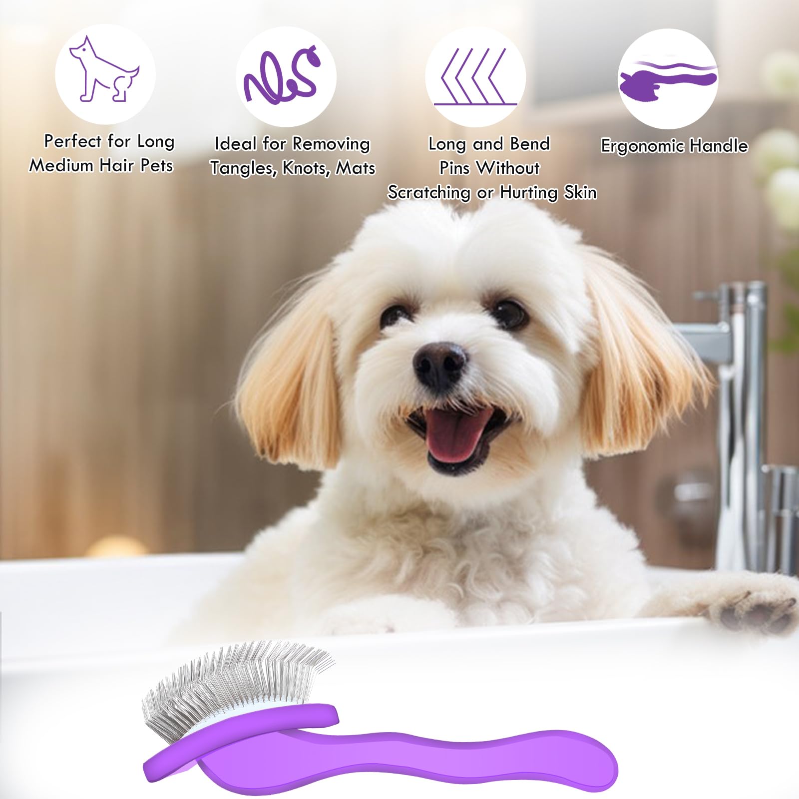 COZYGIFT Dog Slicker Brush for Dogs Long Hair Doodle Brush - Image 2