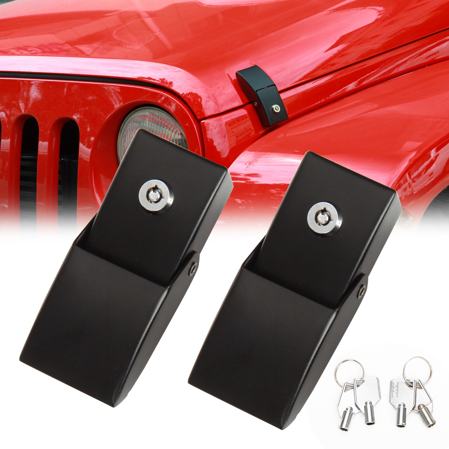 Hood Latches Hood Lock Catch Latches Kit Aluminum Alloy Stainless Steel For Jeep Wrangler JK JKU JL JLU & Gladiator JT 2007-2023,Blue - View #7