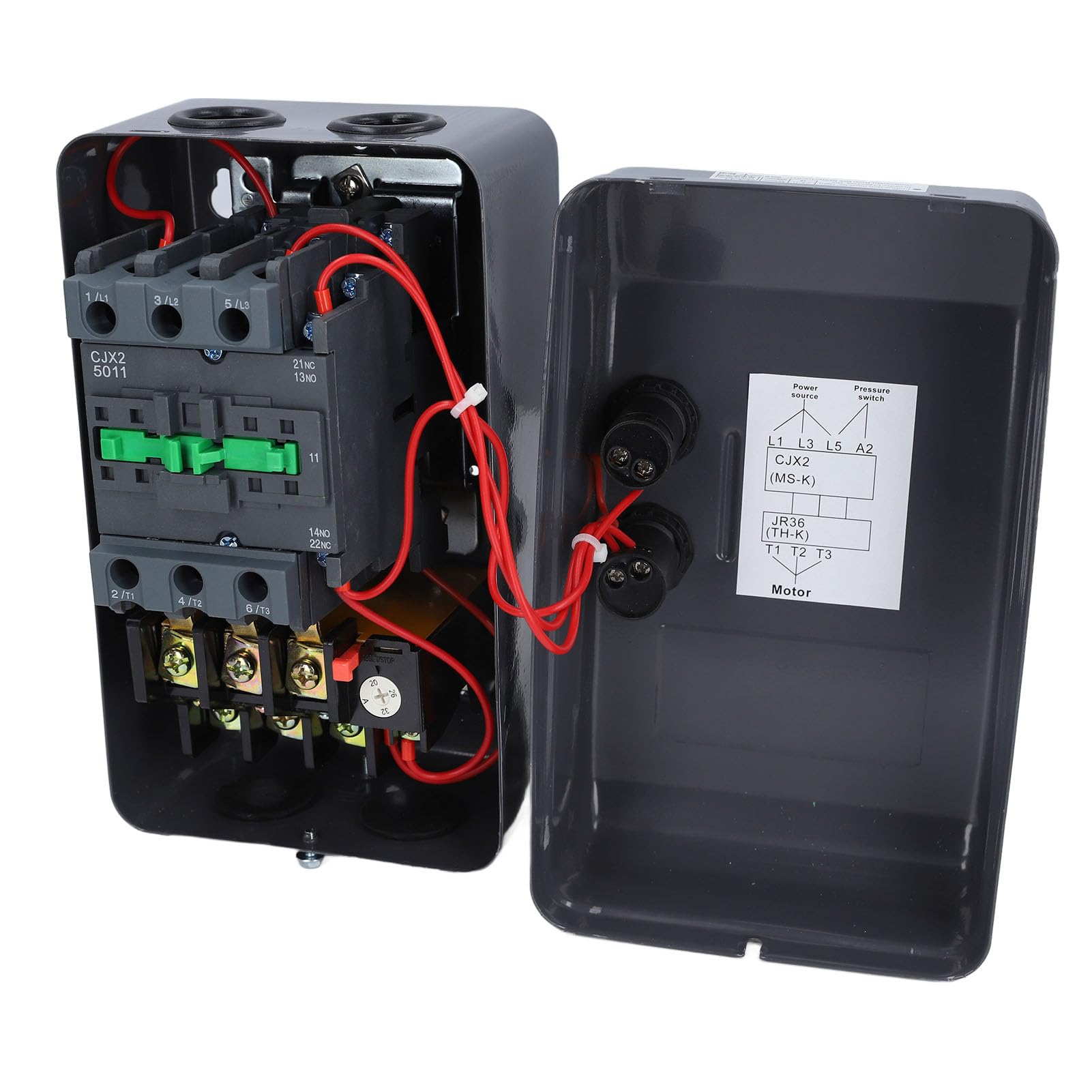 Arrancador de Motor Magnético Trifásico de 380 V, Interruptor de Control de Motor Eléctrico de 11 KW con Protector de Sobrecarga, para Aplicaciones de Compresor de Aire, Adecuado
