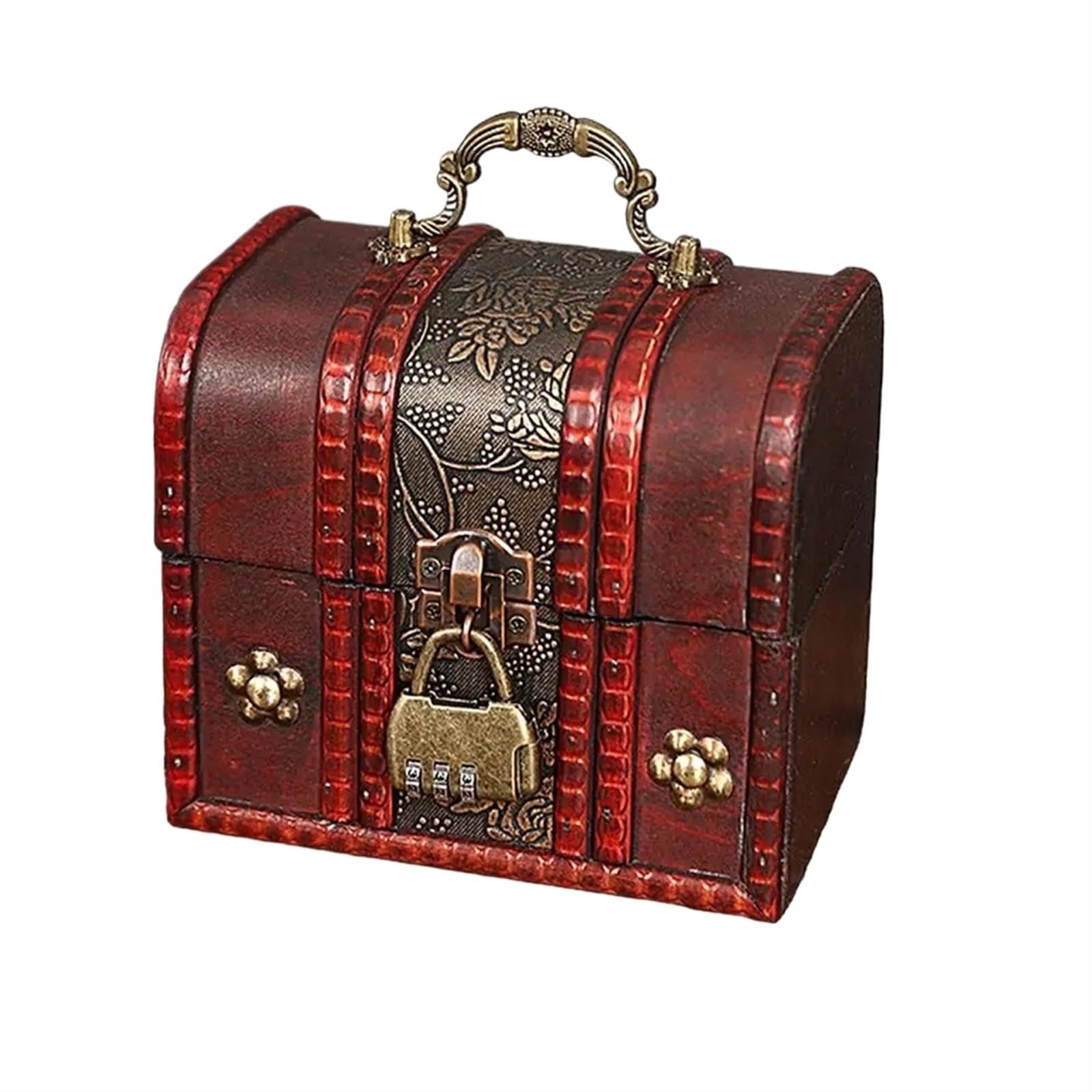 YShiuoL Wooden Storage Box Wooden Chest With Lock Retro Treasure Chests Vintage Wood Antique Style Jewelry Organizer Decorative Home Accessories(Style2)