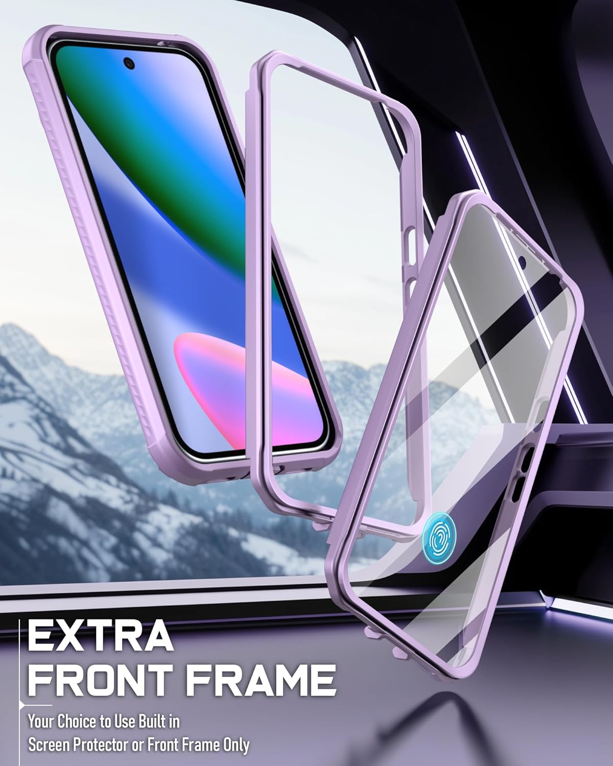 Poetic Guardian Case for Google Pixel 10/10 Pro 5G, Built-in Screen Protector [Work with Fingerprint ID], [2 Front Frame] [Wireless Charge] Full Body Shockproof Rugged Clear Cover Case, Purple/Clear