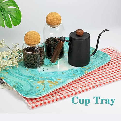 Miniatura 5 de Bandeja de servir moderna bandeja de plástico para cocina, bandeja decorativa grande de 17 x 12.5 pulgadas, desayuno, comida, cenas, fiesta, paquete