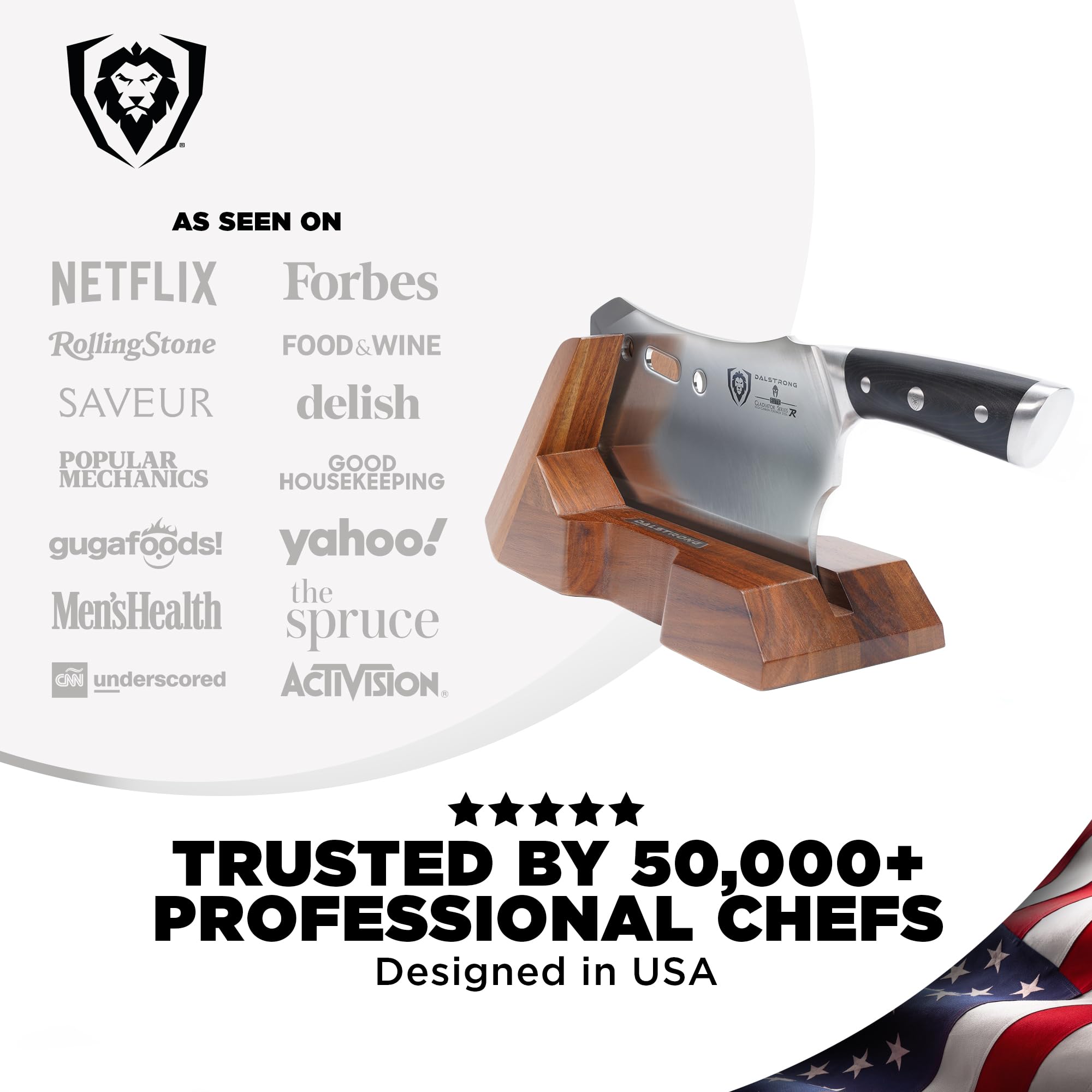 Dalstrong Obliterator Meat Cleaver - 9" - Gladiator Series R - Stand and Sheath Included - Razor Sharp Massive Heavy Duty - 3lbs - 6mm Thickness - 7CR17MOV High Carbon Steel - NSF Certified