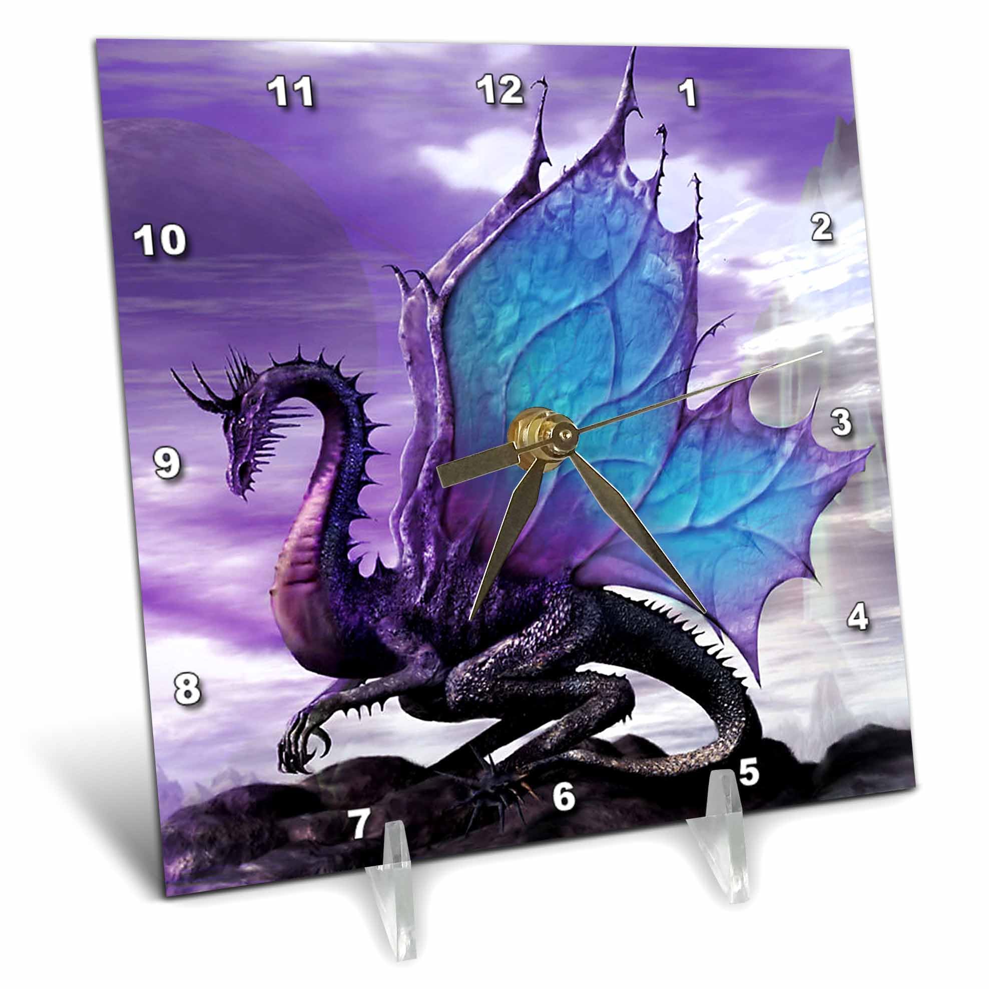 3dRose LLC Fairytale Dragon 6 by 6-Inch Desk Clock