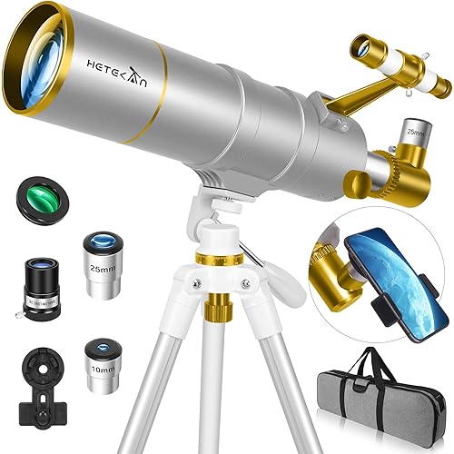 Telescope for Adults High Powered, 90mm Aperture 550mm Refractor Telescope for Beginners & Kids Astronomy, Portable Travel Telescopes with Moon Filter, Phone Adapter, Carry Bag
