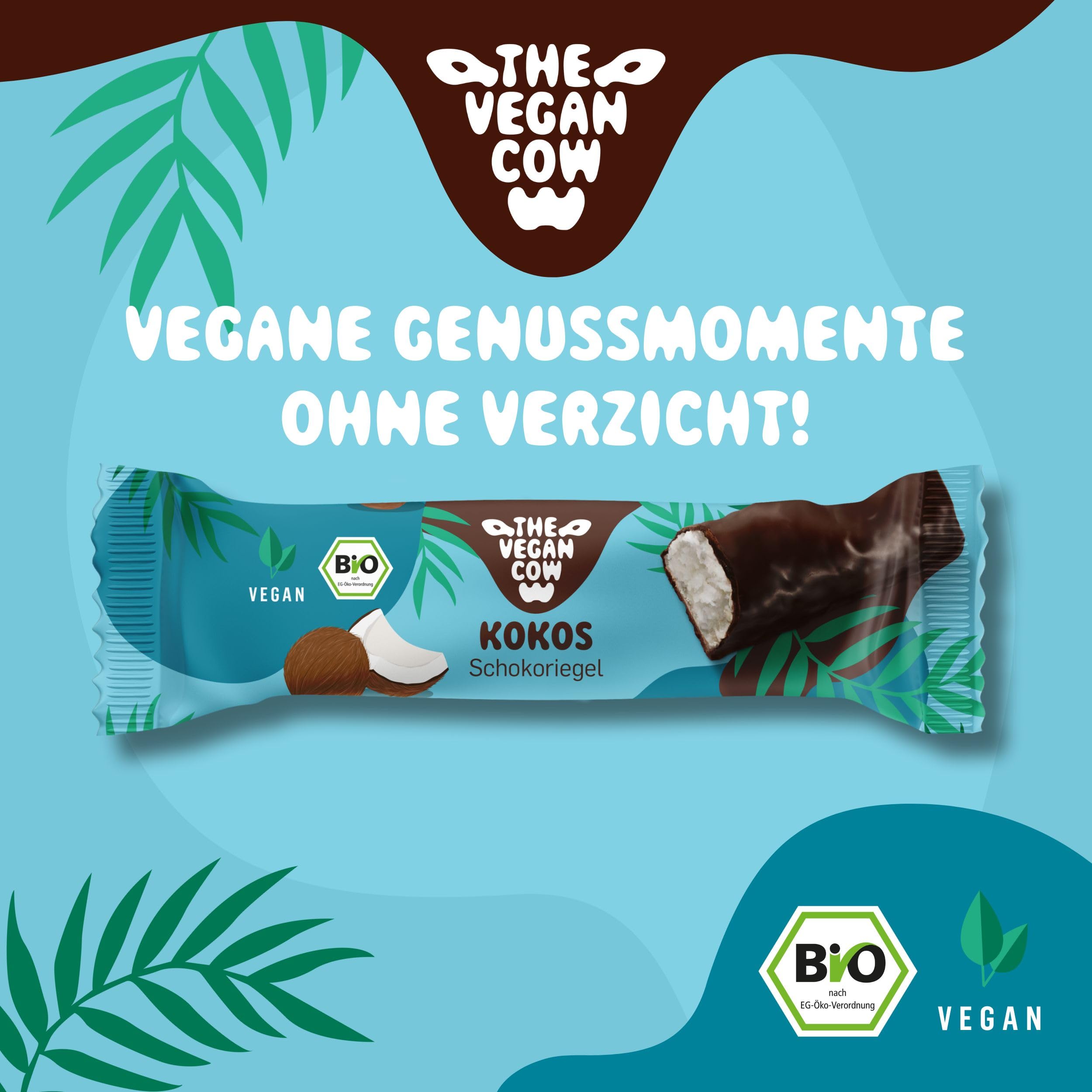 THE VEGAN COW - Schokoriegel Big Pack Mix 72 Riegel (2880g), 24x Brownie, 24x Erdnuss Salted Caramel und 24x Kokos - vegan, bio, glutenfrei - 100% natürliche Zutaten