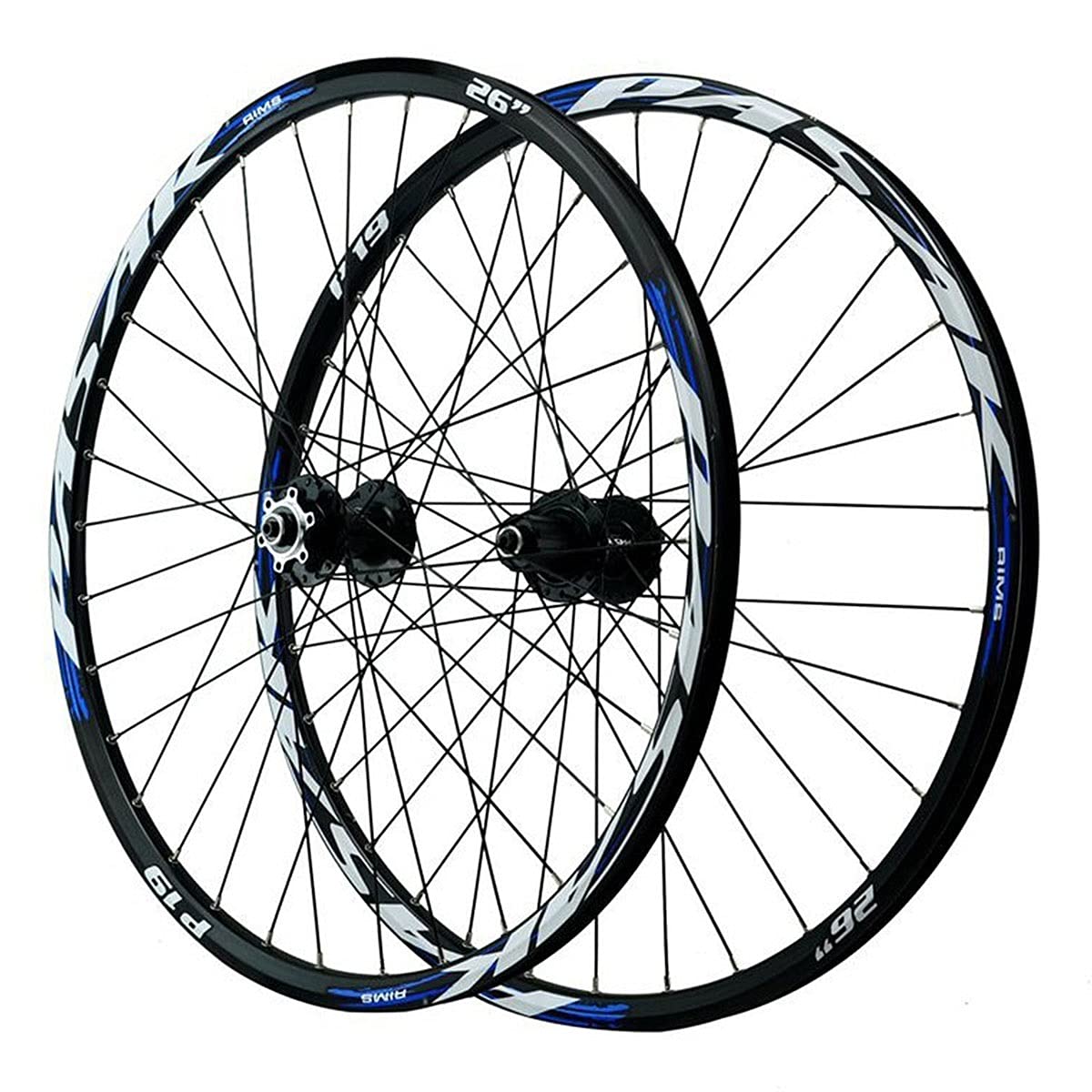 TUJISEK MTB Ruote per Bicicletta 26 27,5 29 Pollici Ruota per Mountain Bike Doppio Muro Cerchio in Lega Rilascio Rapido 7-12 velocità Cassetta Ruota Libera Freno A Disco 32H(Blue 1,29in)