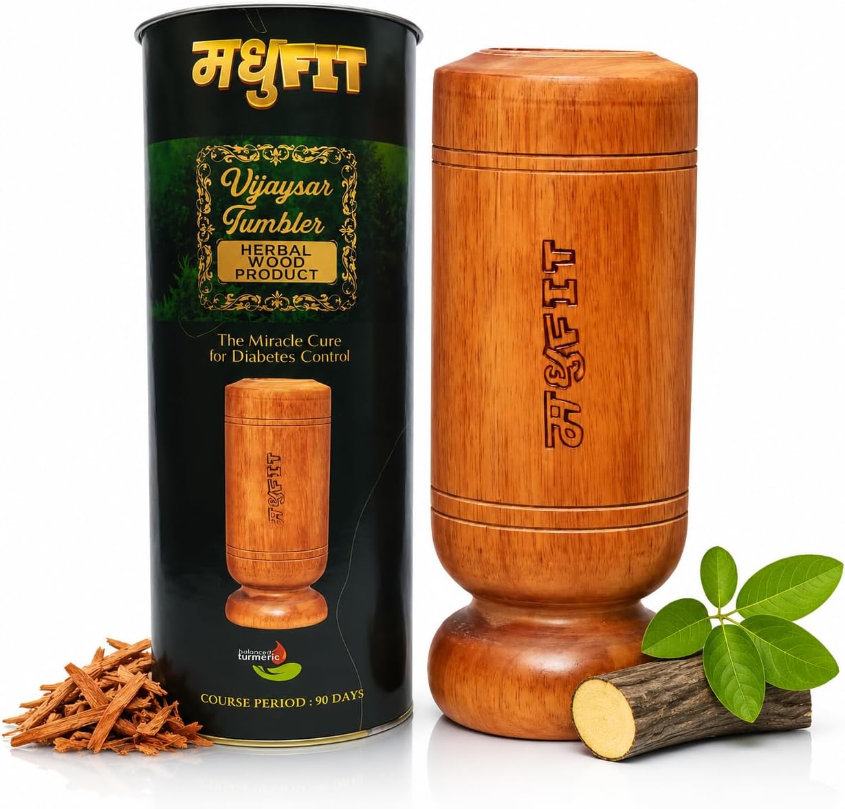 MADHUFIT Lab certified Vijaysar wood Glass | Ayurvedic Glass/Tumbler | Sugar Vijaysar Wood Glass | Vijaysar Ki Lakdi Ka Glass | Vijaysar Herbal Tumbler | Bija Glass 90ml