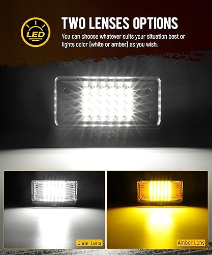 Miniatura 2 de Partsam Luz LED rectangular para porche RV con Swith, repuesto de luz exterior para autocaravana, base negra con lentes transparentes y ámbar