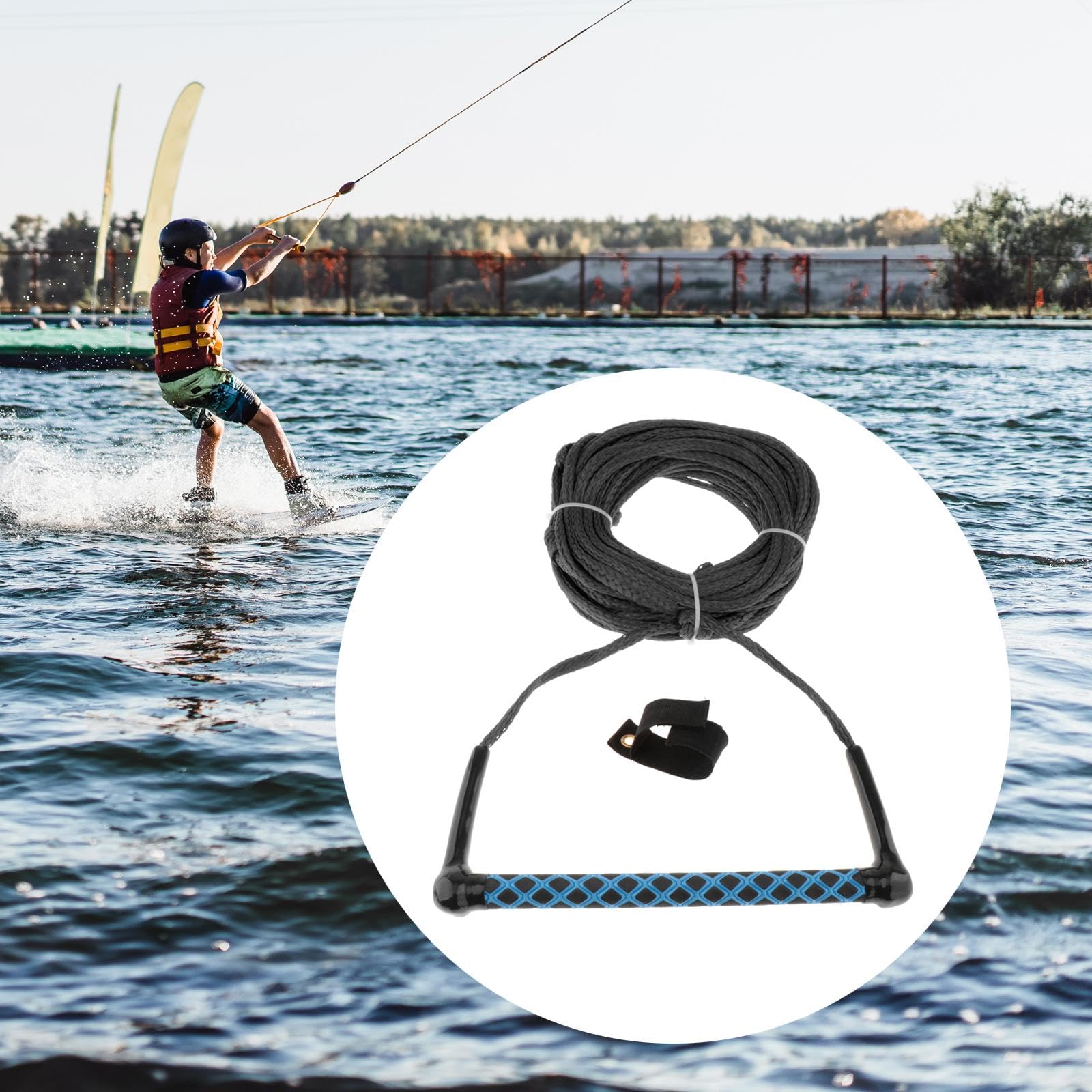Corda Da Nautico per Traino Barca Wakeboard Surf Materiale PP Durevole E Leggero Impugnatura Ergonomica Antiscivolo Adatta a Sport D'Acqua