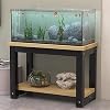 Aquarium Stand with Storage, Heavy Duty Metal Fish Tank Rack, 2-Tier Reptile Tank Shelf, Aquarium Table with MDF Boards, Plant Stand Organizer for Living Room Bedroom OfficeBrownBlack,90x40cm