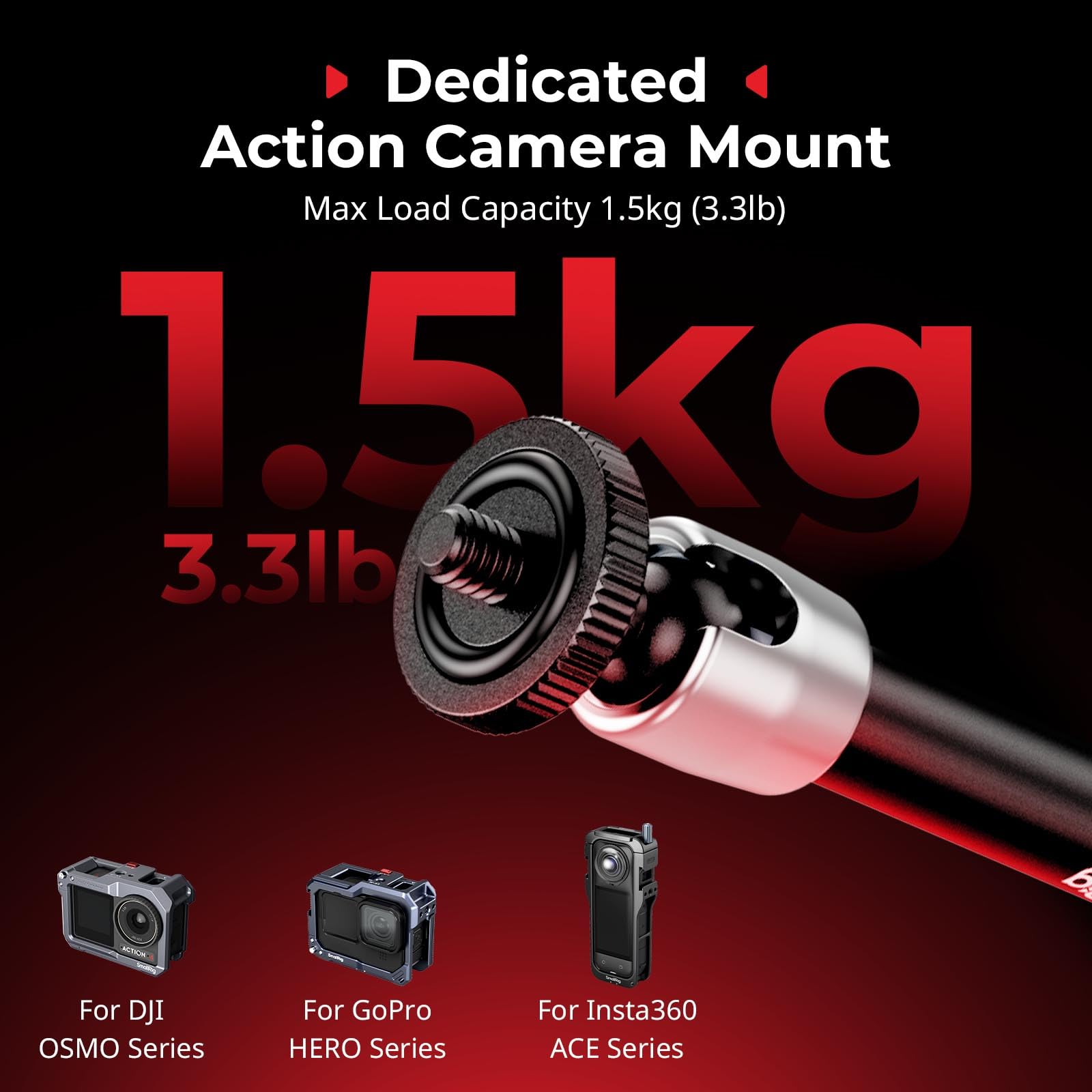 SMALLRIG Brazo mágico con súper abrazadera para cámaras de acción, soporte de abrazadera de cámara para GoPro Hero 13/12/11, para DJI Osmo Action 5 pro/4/3, para Insta360 Ace Pro 2, con tornillo de 1
