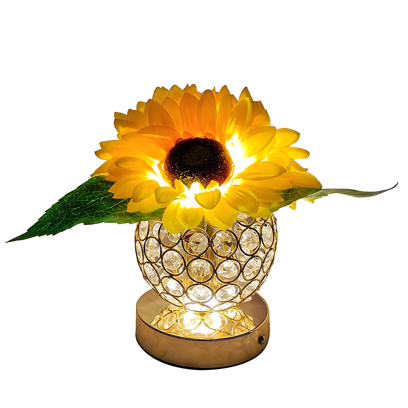 FROMCEO Glass Base Flower Lamp Touch Dimming for Bedroom Desk Decoration Tender Moodlamp