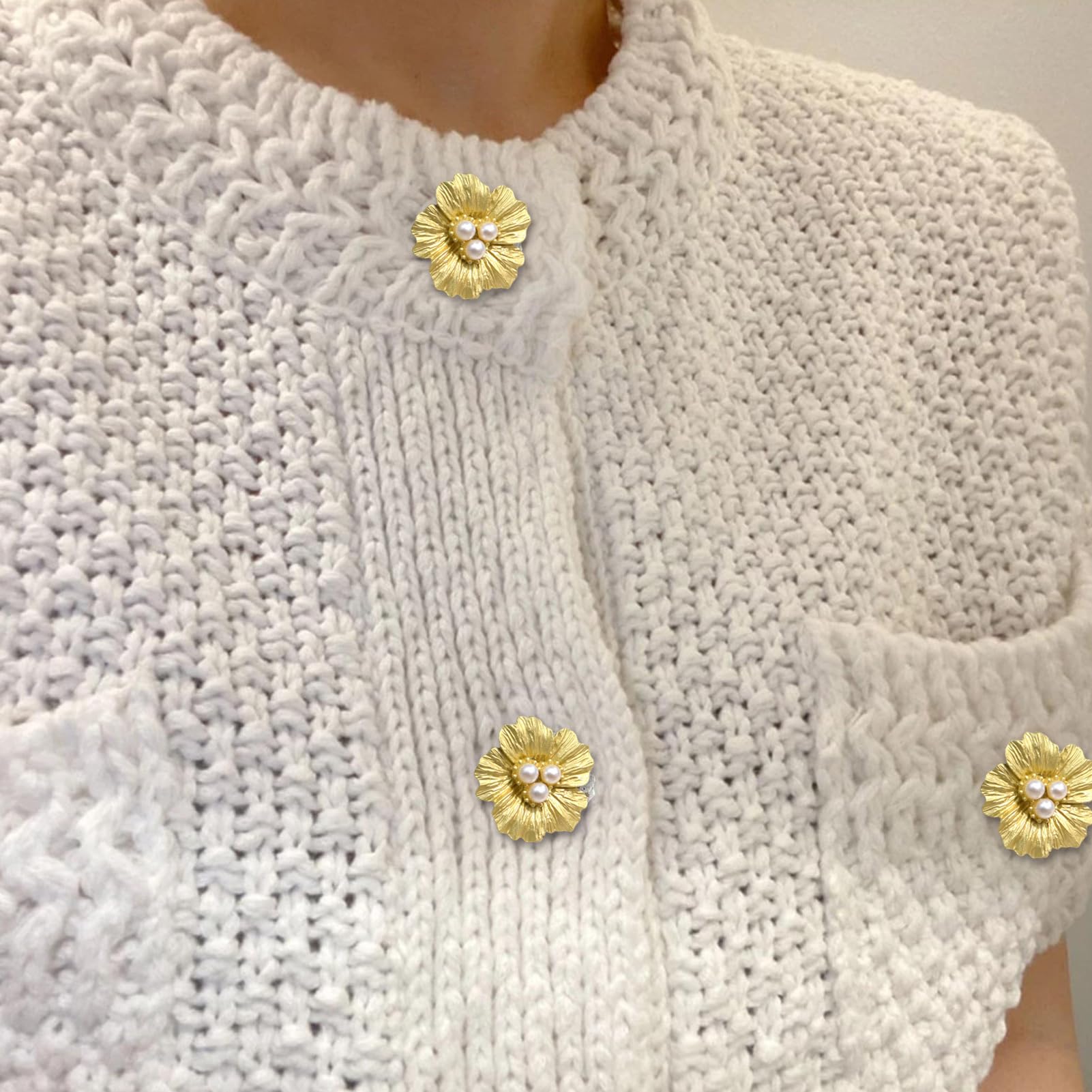 Lot de 2 couvercles de boutons à fleurs en perles pour homme et femme Décoration florale avec perles pour chemisiers, chemises, vêtements élégants