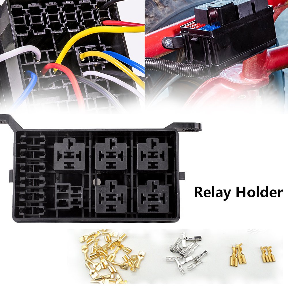 Kaifa 12Slot Relay Box 6 Relays 6 ATC/ATO Fuses Holder Block with