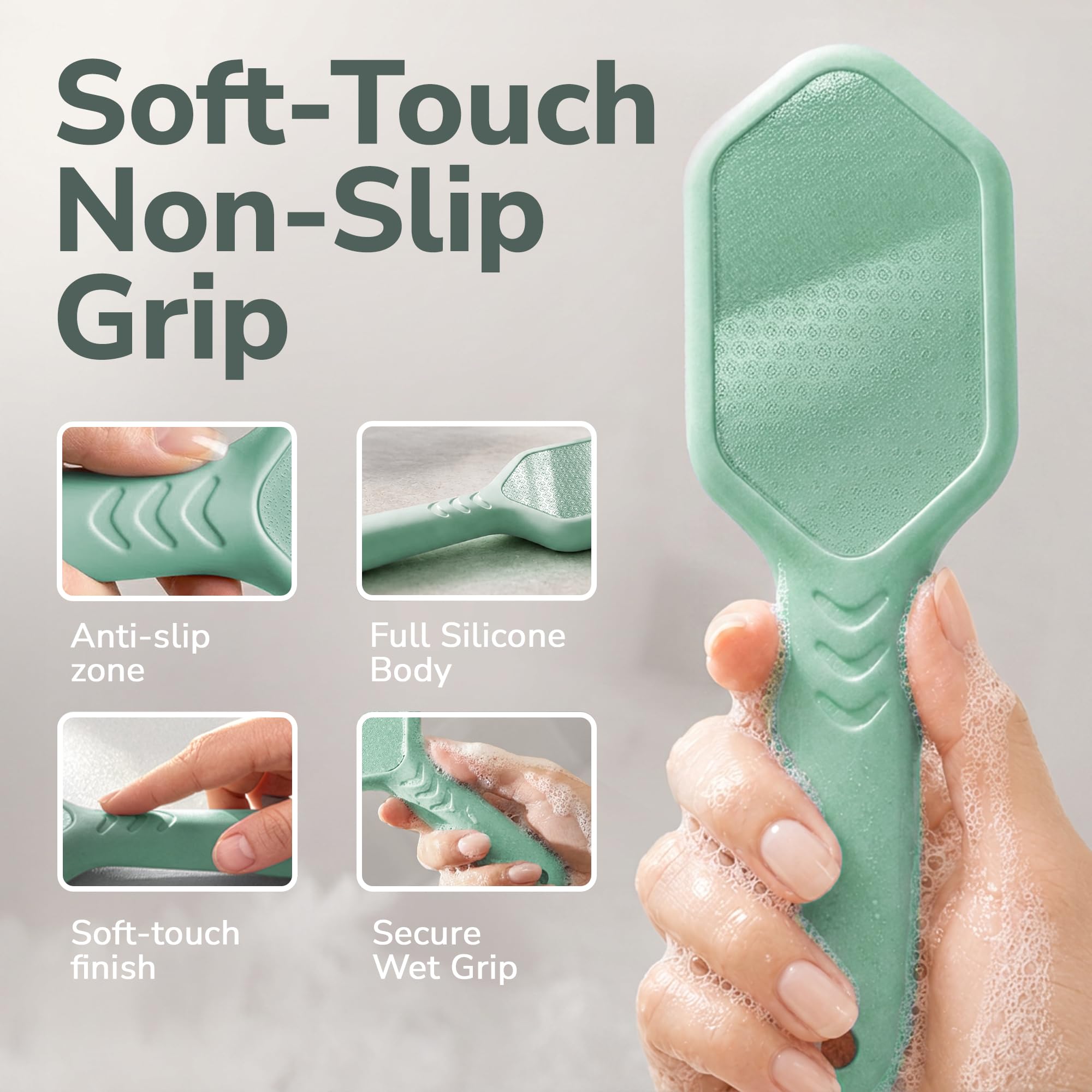 SILKLE Silikon Fuß Hornhautentferner - Nano-Glas-Fußfeile für abgestorbene Haut und rissige Fersen - Hornhautentferner für Füße & harte Haut - Ergonomischer Fußschrubber & Peeling für weiche, glatte