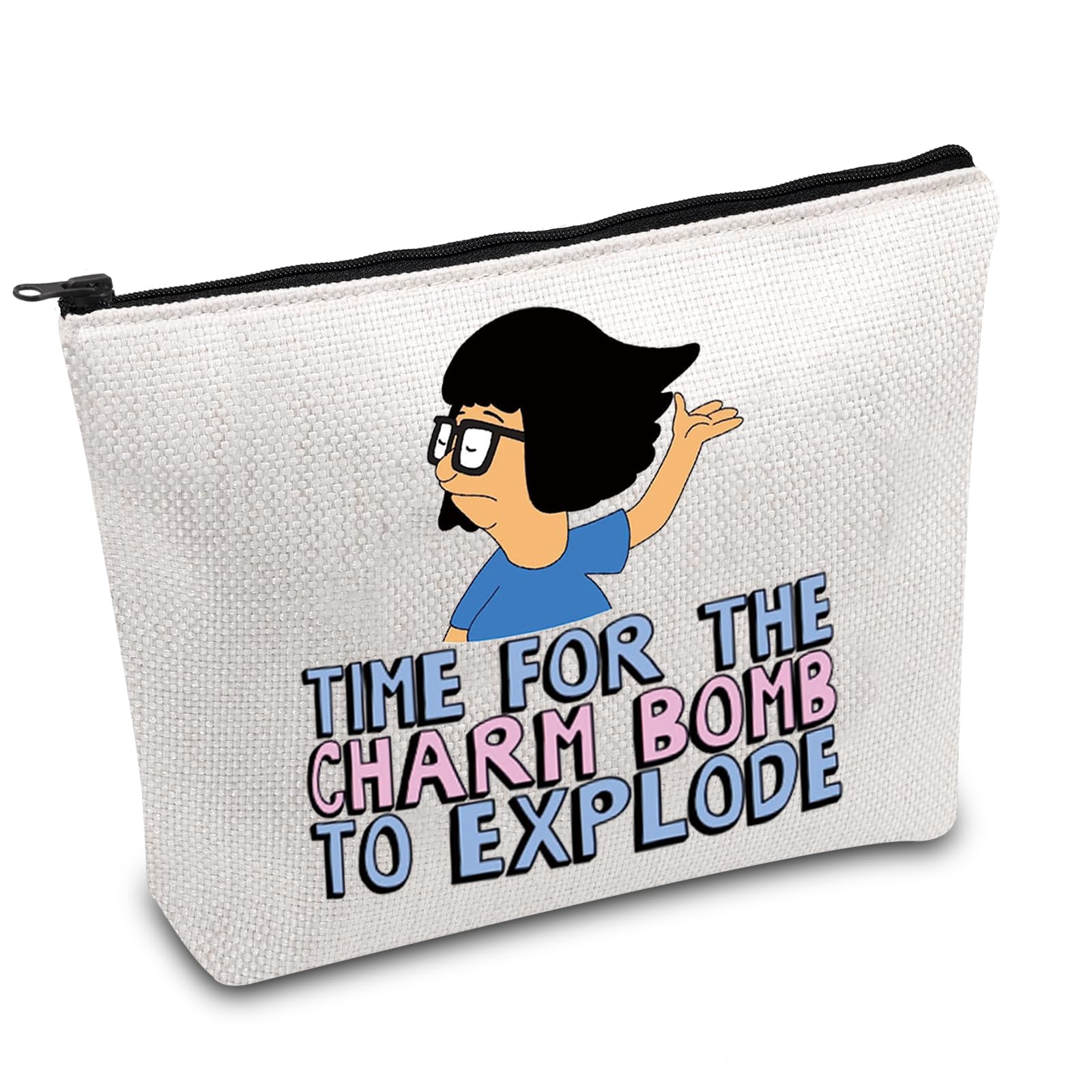 FOTAPTina Belcher Zipper Makeup Bob's Burgers Cartoon TV Show Merchandise Gifts Burgers Inspired Gift For Tina Fans, white, To Explode