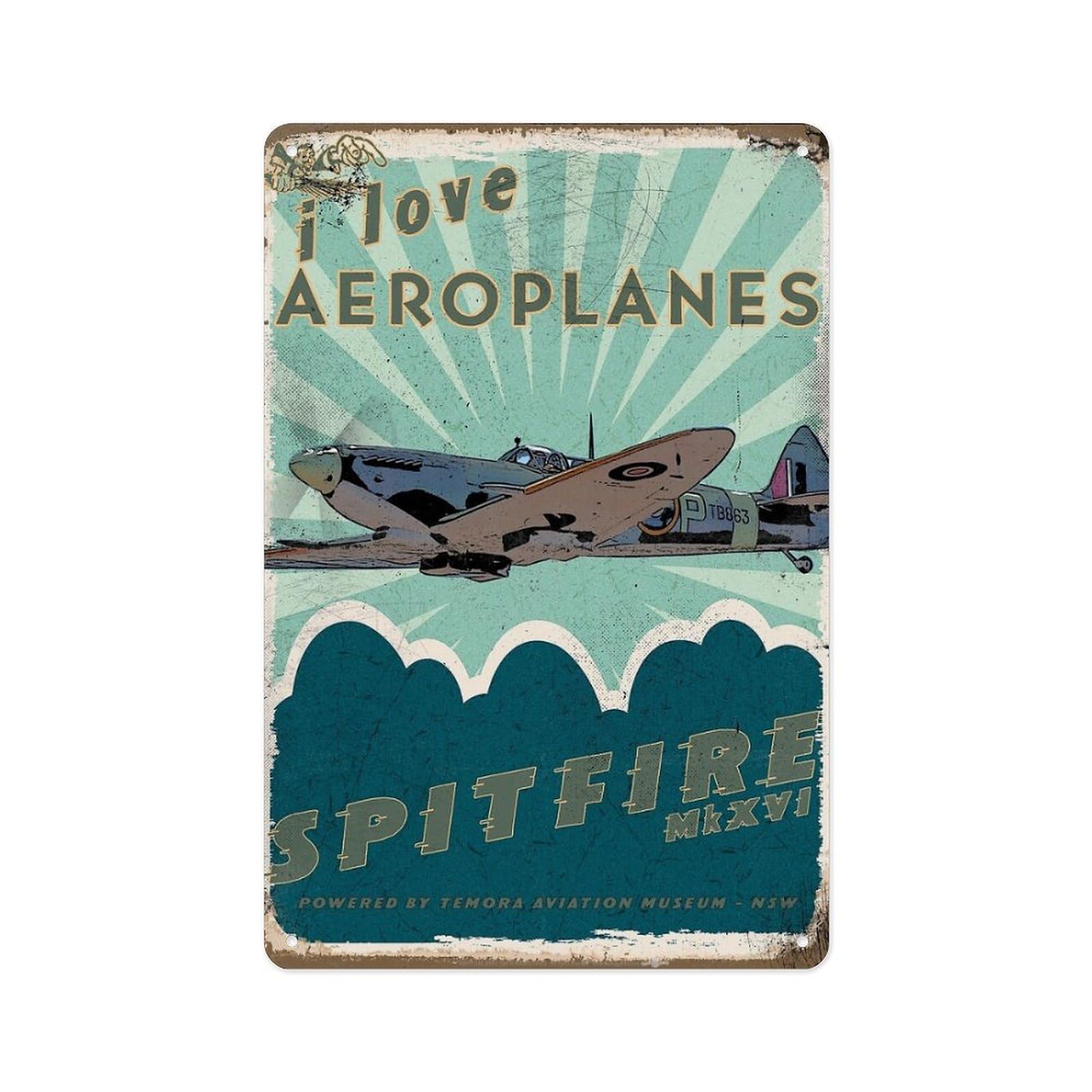 Tin 1 Spitfire Tin Sign Military War History Art Metal 6X8 Inch Vintage Propaganda Wall Decor For Home Office Garage Man Cave