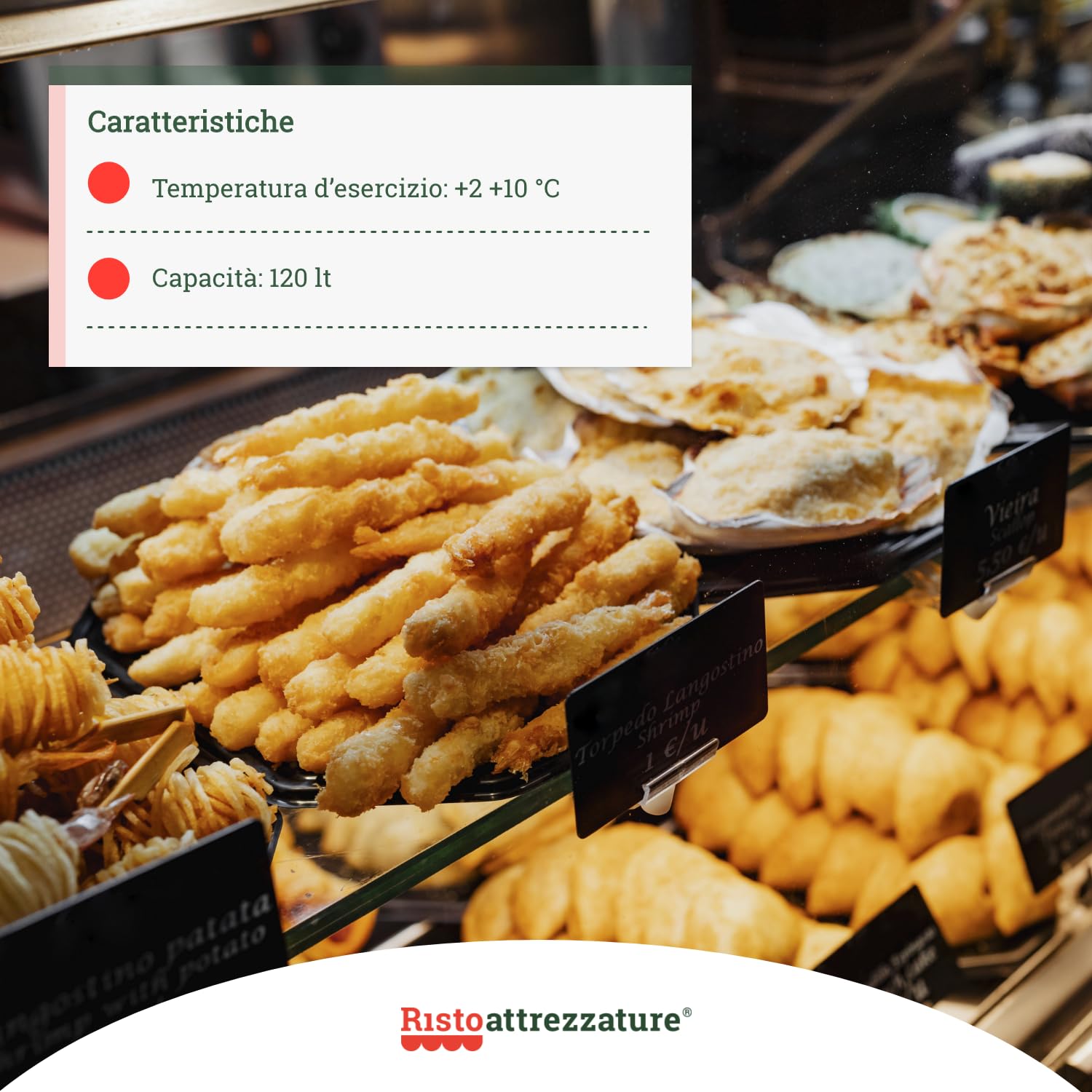 Ristoattrezzature - Vetrina refrigerata da banco 71x56,8x68,6h cm vetro dritto 4 lati in vetro 120 lt +2 +10 °C