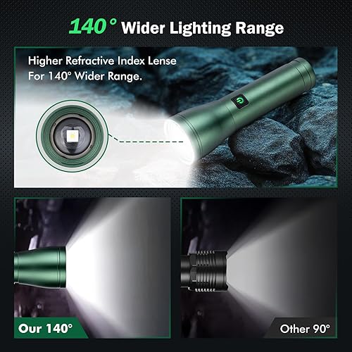 Miniatura 4 de Linternas recargables de alto lúmenes, 900.000 lúmenes LED linterna táctica de mano alimentada con batería con 7 modos de luz, luz lateral COB,