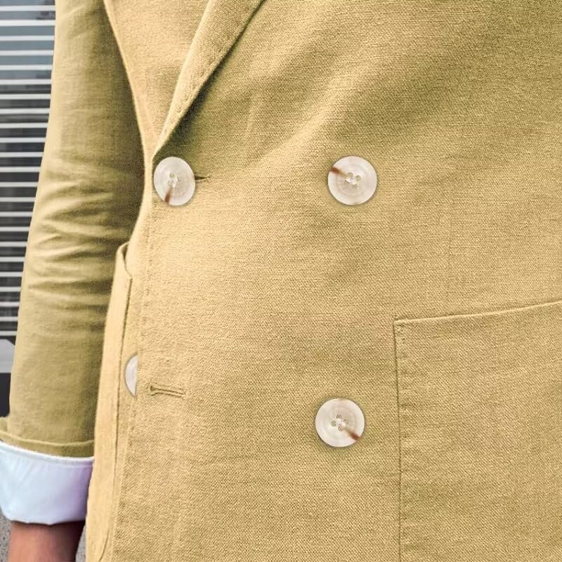 Men's Casual Linen Blazer Summer Double Breasted Jackets Lightweight Regular Fit Sport Coats4