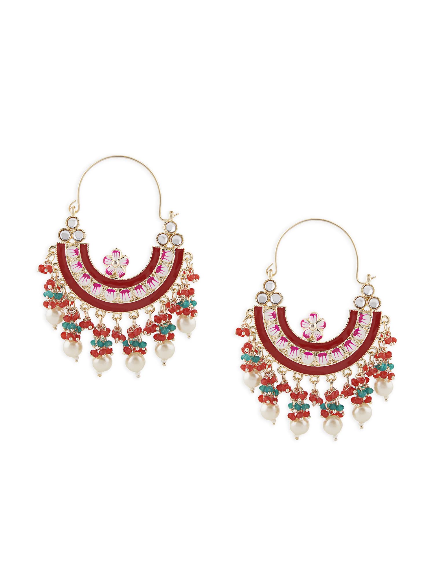 Zaveri Pearls Multicolor Meenakari Cluster Beaded Drops Crescent Hoop Earring For Women-ZPFK18801 (B0DCS91PFW) Amazon Price History, Amazon Price Tracker