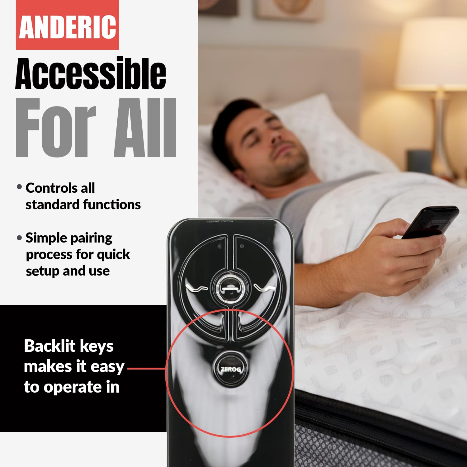 ANDERIC RF399A / RF368B für Sealy Ease verstellbare Bettgestell, RR399A, funktioniert mit Sealy Ease Ergo 2.0, Sealy Ease 3.0 und Sealy Ease 4.0 Modellen und für Tempurpedic RF368B JLDK.30.03.20
