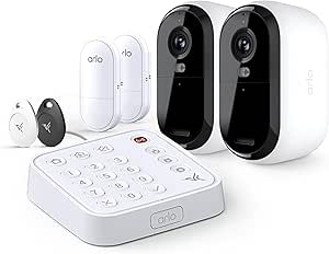 Arlo Home Security Camera & Sensor System - (2) 8-in-1 Sensors + Outdoor 2K (2 Cameras) + Wired Keypad Sensor Hub + Security Tag Bundl - No Contract Cancel Anytime, Alarm System, 24/7 Monitoring asin的图片
