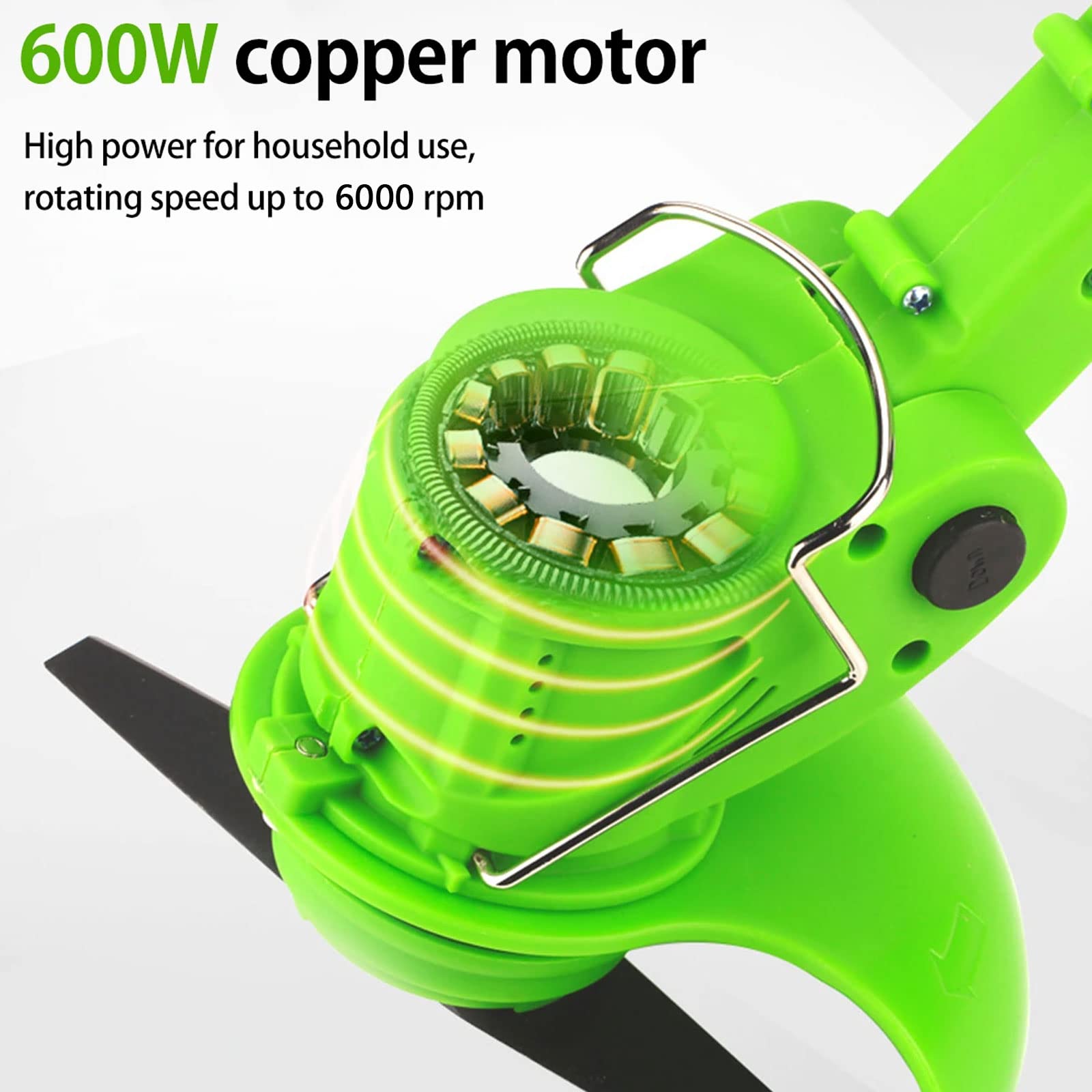 Desbrozadora a Batería de 12 V, con Batería y Cargador, Cabezal Ajustable y Mango Telescópico, Cortacésped Eléctrico, Desbrozadora para Cortar Césped, Cuidado de Césped, Entrada y Jardín