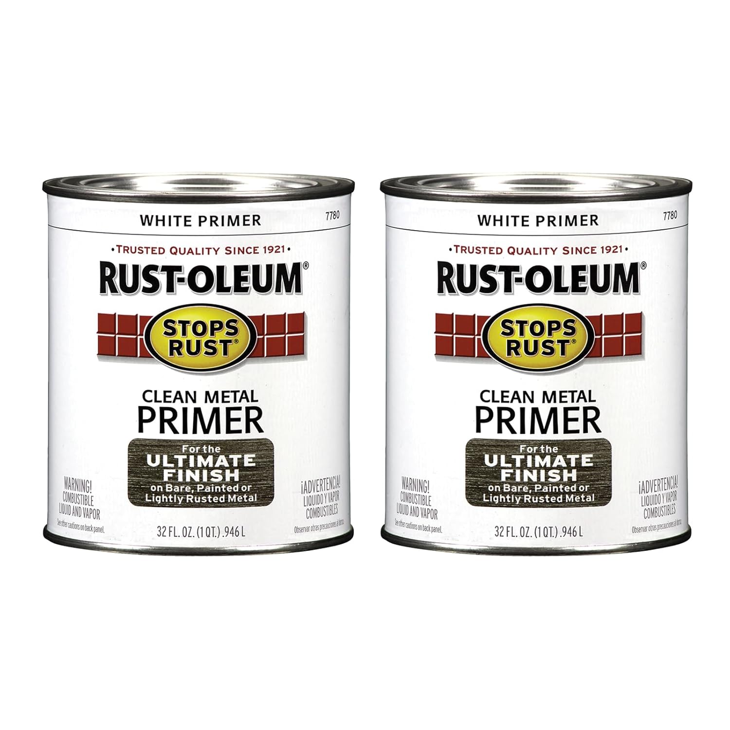 Rust-Oleum 7780502-2PK Stops Rust Clean Metal Brush On Primer, Quart, (Pack of 2)