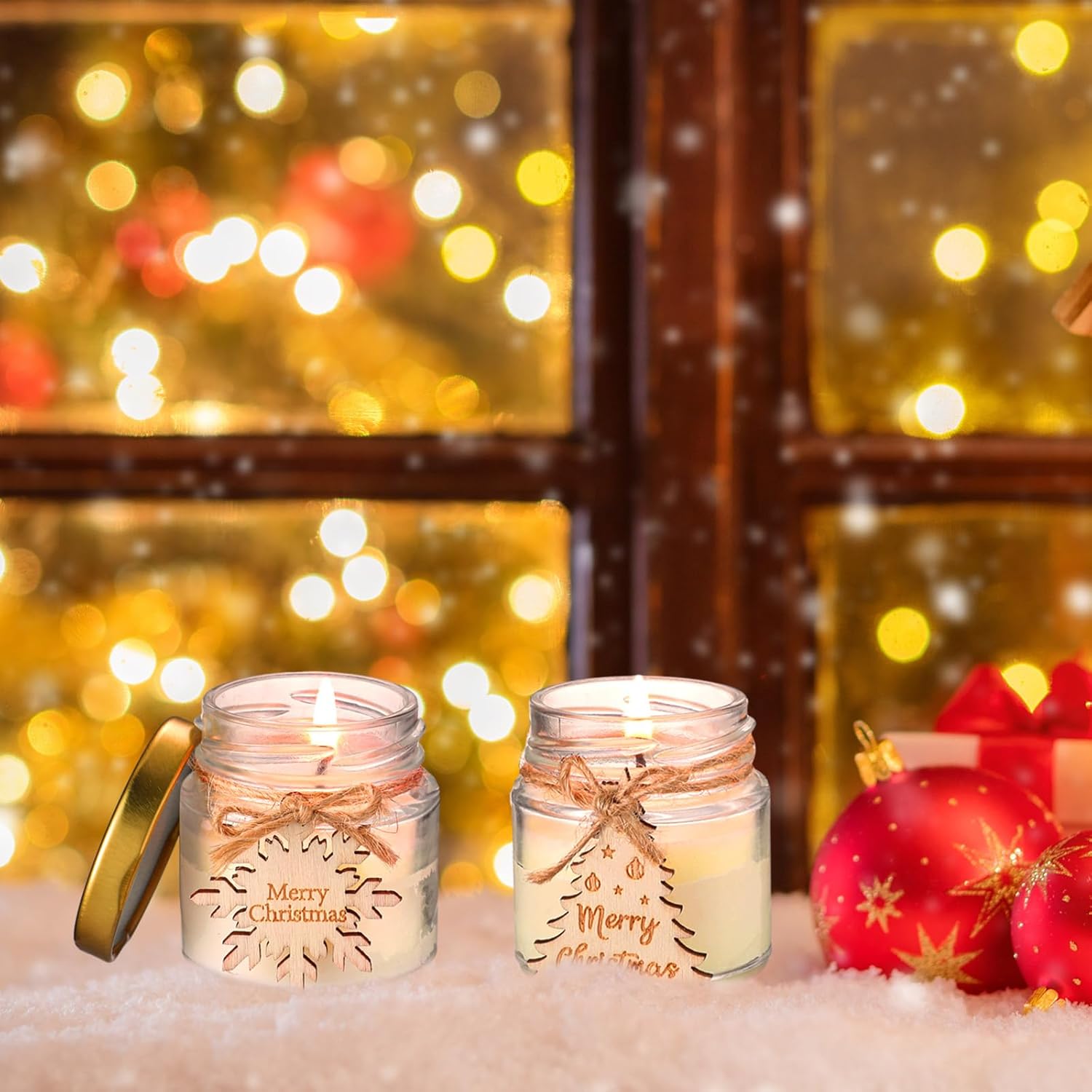 Tondiamo 20 Pcs Christmas Candle Jar Gift Bulk Natural Soy Wax Scented Candle Jars Christmas Stocking Stuffers Gifts for Xmas Winter Home Party Favors Decoration(Snowflake,Tree)