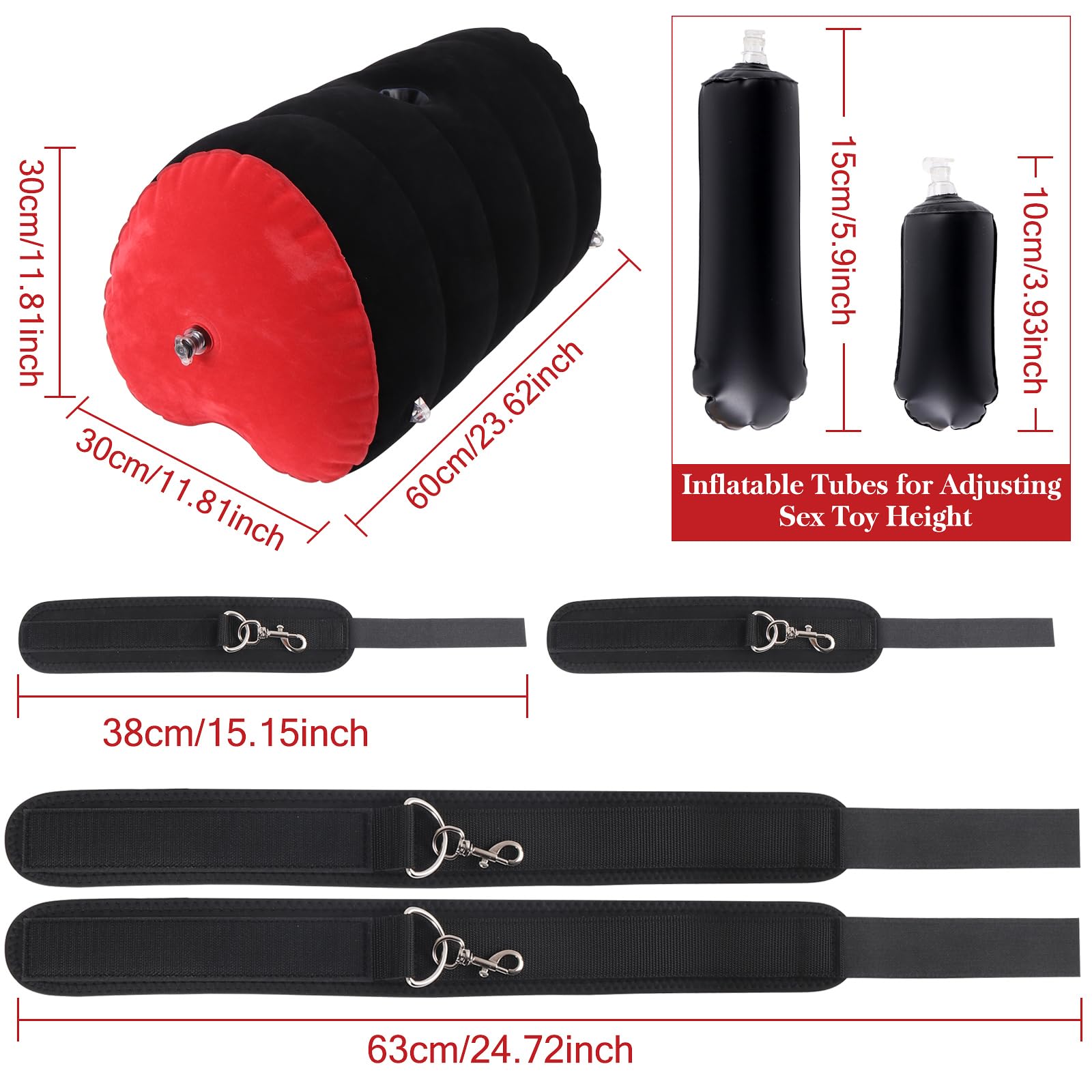 Dfoplde Sex Toy Pillow Position Cushion Pillow Inflatable Ramp Furniture with Adjustable Wrist & Thigh Cuffs Sex Bondage Kit, Sex Body Positioner for Couples Beginner Sm Game Play (Purple)