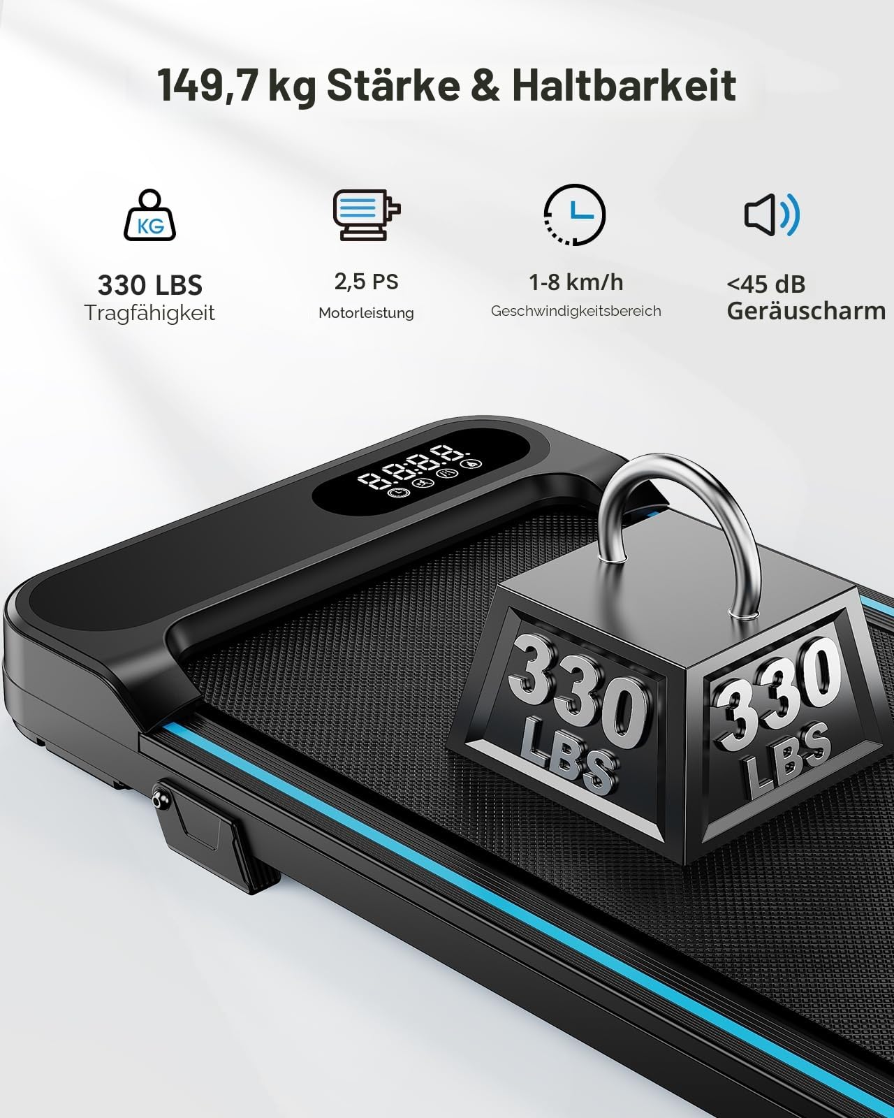 HUANUO Walking Pad, Laufband f¨¹r Zuhause mit Steigung 5%, 150 kg Gewichtskapazit?t, 2,5 HP Laufband Schreibtisch f¨¹r Zuhause und B¨¹ro, tragbares Laufb?nder mit Fernbedienung & LED-Anzeige