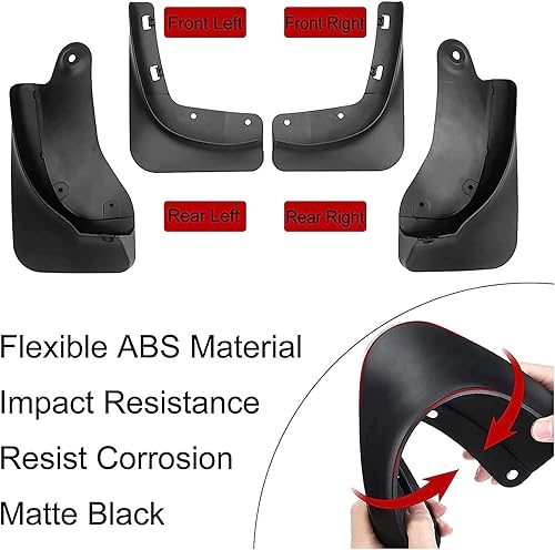 Miniatura 3 de Para Jaguar XE 2016 2017 2018 2019 2020 4 piezas de aletas de barro, rueda delantera y trasera, protectores contra salpicaduras de goma para todo