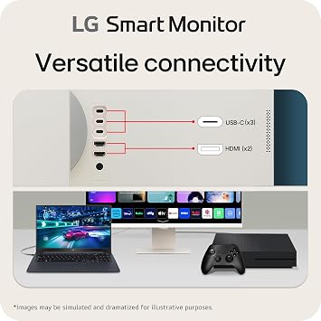LG 32SR85U-W Smart Monitor 32-inch 4K UHD IPS Display White | 3840x2160, webOS 23, USB Type-C 90W PD, Built-in FHD Webcam & Speaker, HDR 10, AirPlay 2 & Screen Share, Bluetooth