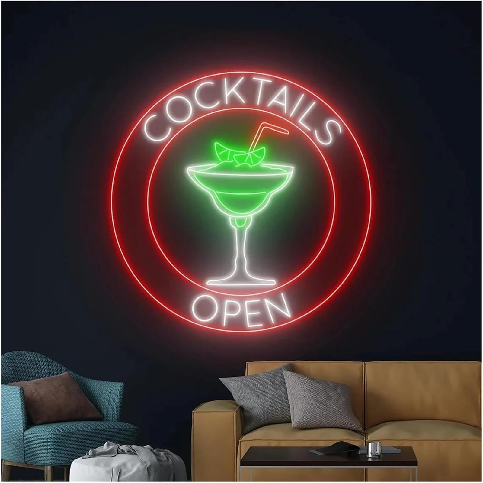 Lampada con atmosfera rilassante, cocktail, logo aziendale aperto, insegne al neon, lettera di potenza regolabile(50cm)