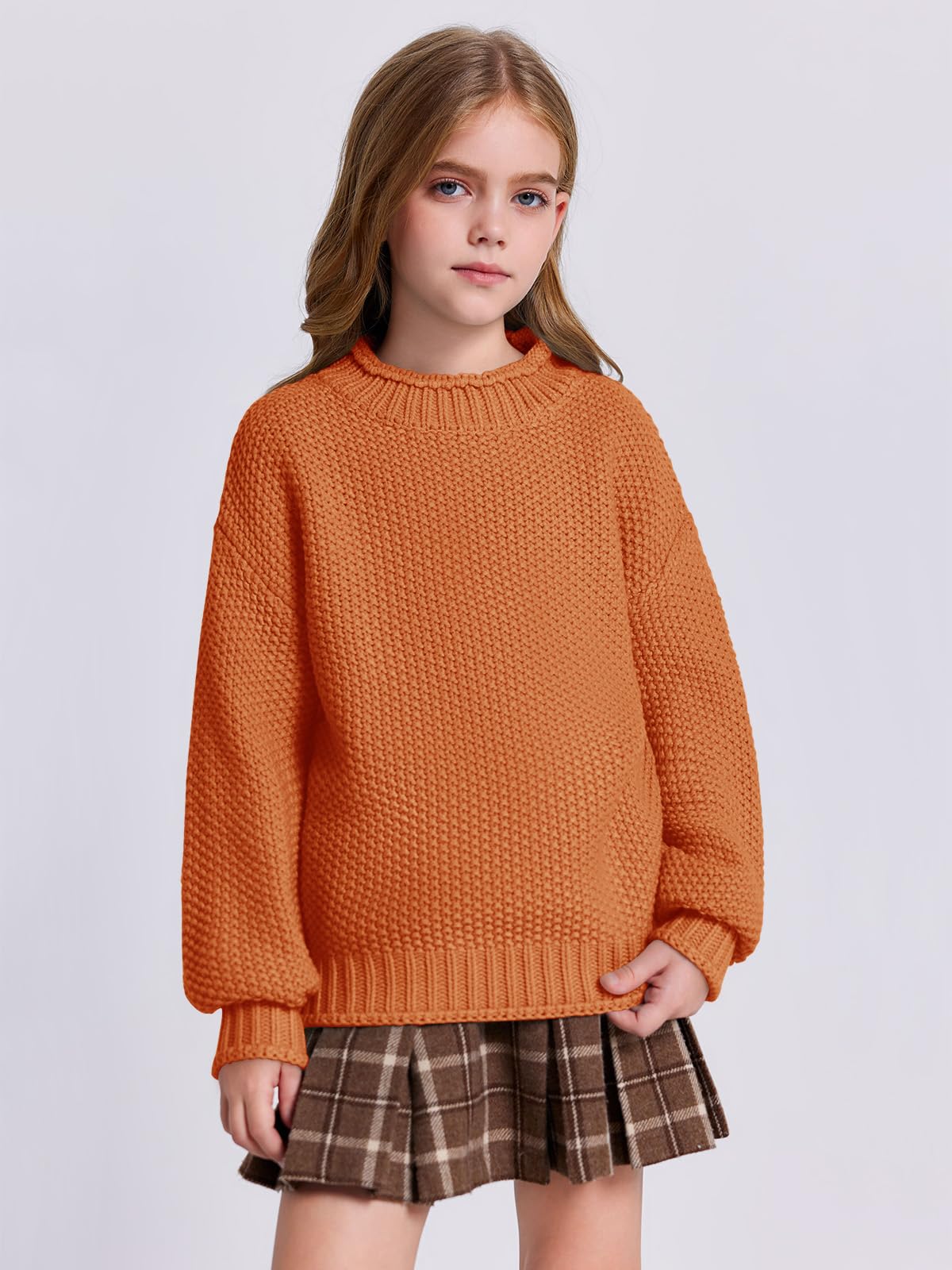 Wenrine Jersey de invierno para niña, cuello alto, manga larga, de punto, informal, 5-14 años