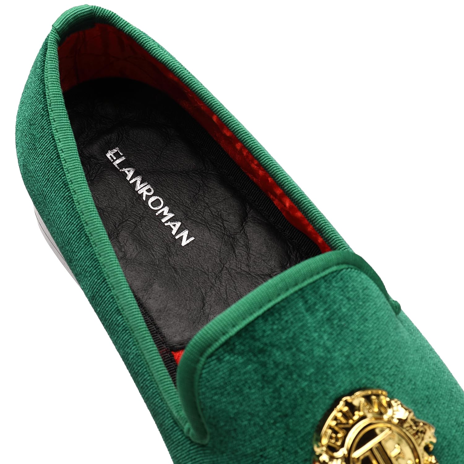 ELANROMAN Men's Velvet Loafers Dress Fashion Wedding Party Prom Shoes: 12 Olive